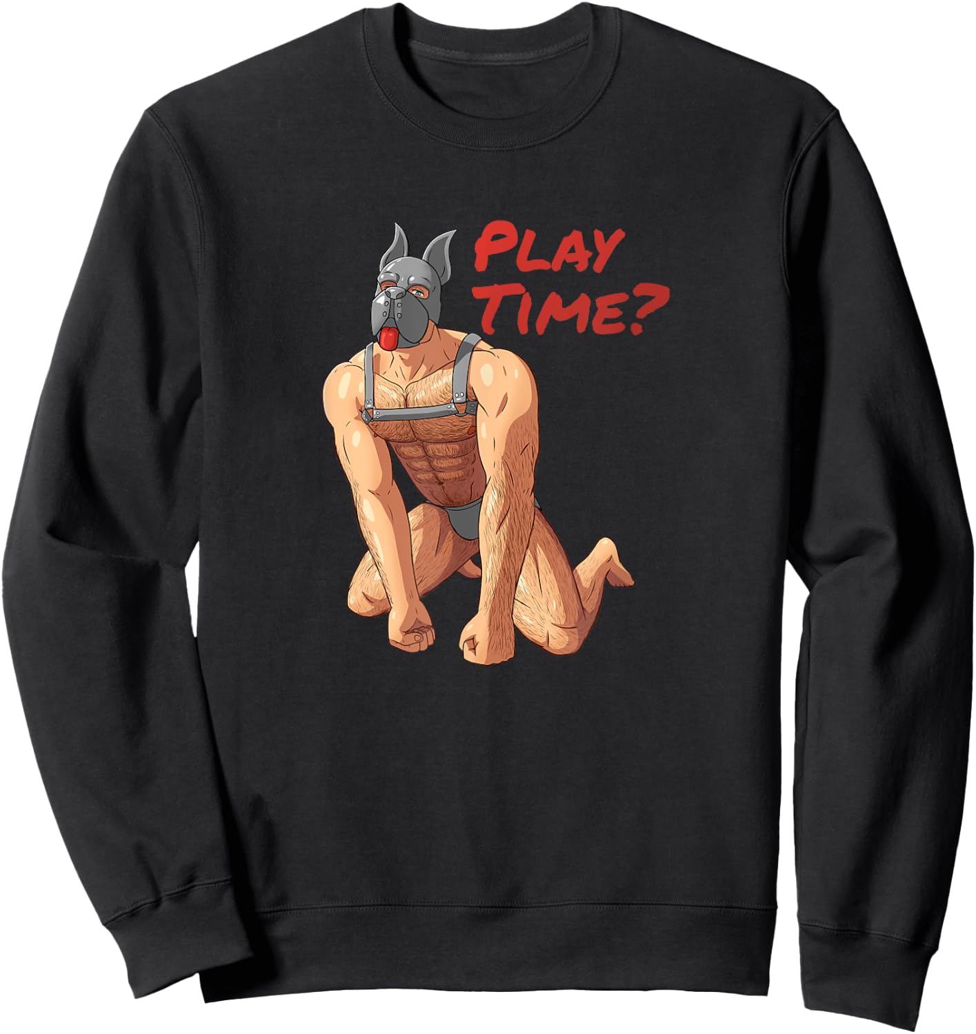 Gay Pup Play Leather Harness Puppy Play Muscle Kink Pride Sweatshirt - Sweatshirt | Black