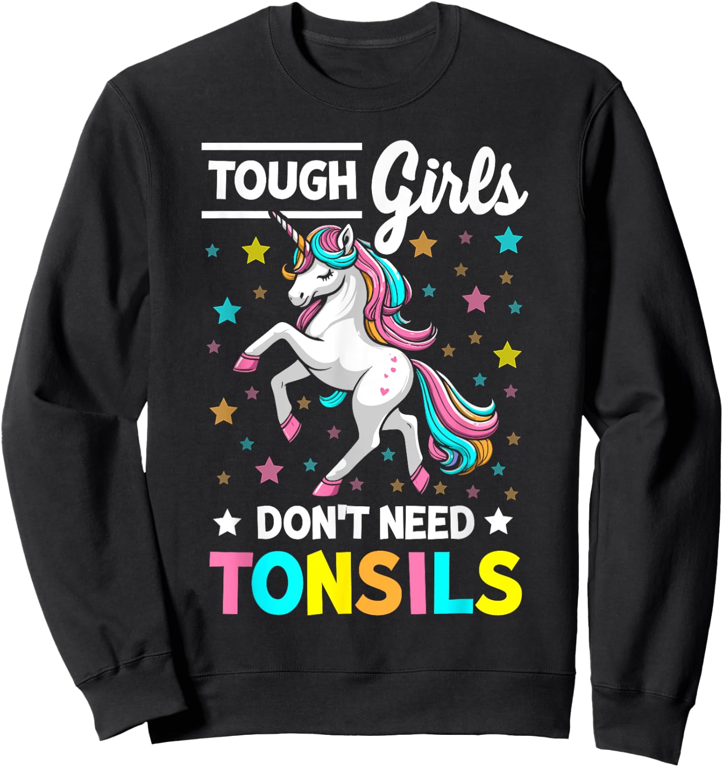 Tonsil Surgery Recovery Girls Unicorn Tonsil Removal Sweatshirt - Sweatshirt | Black
