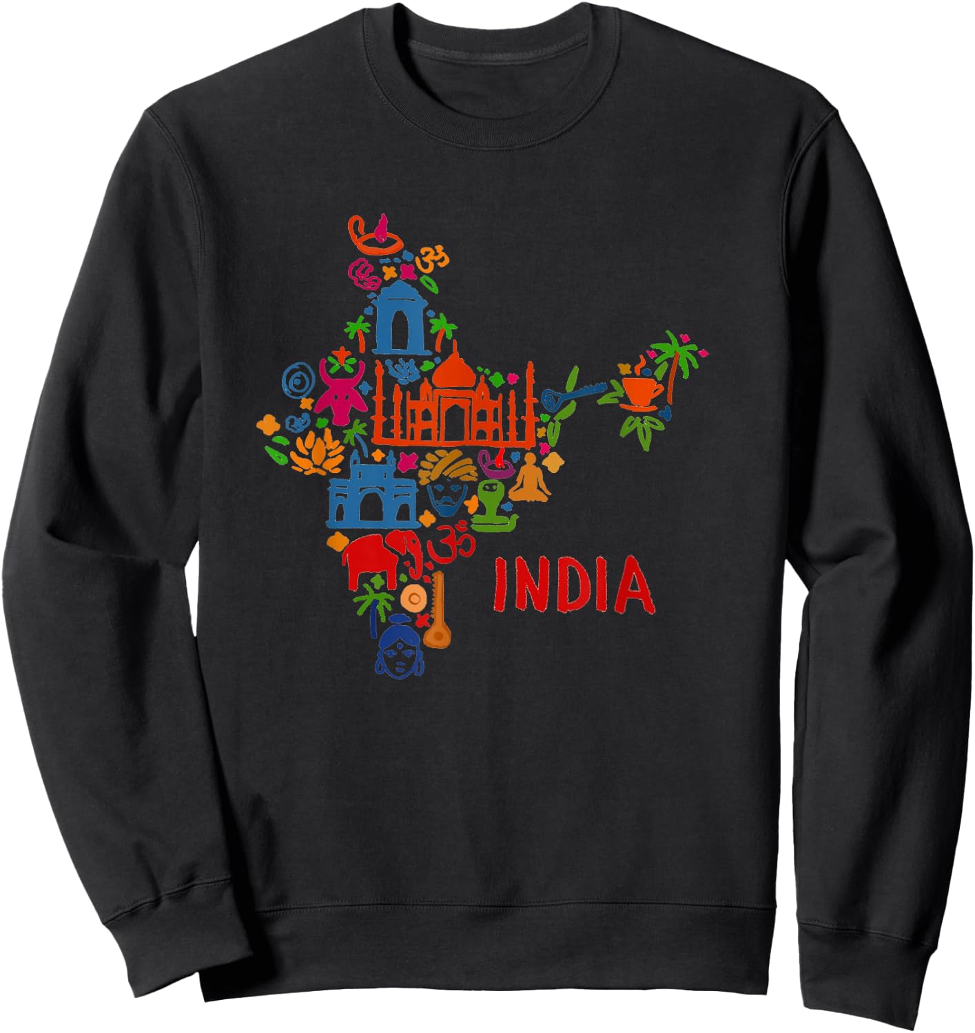 India Elephant Cards Shadow Taj Mahal Sweatshirt - Sweatshirt | Black