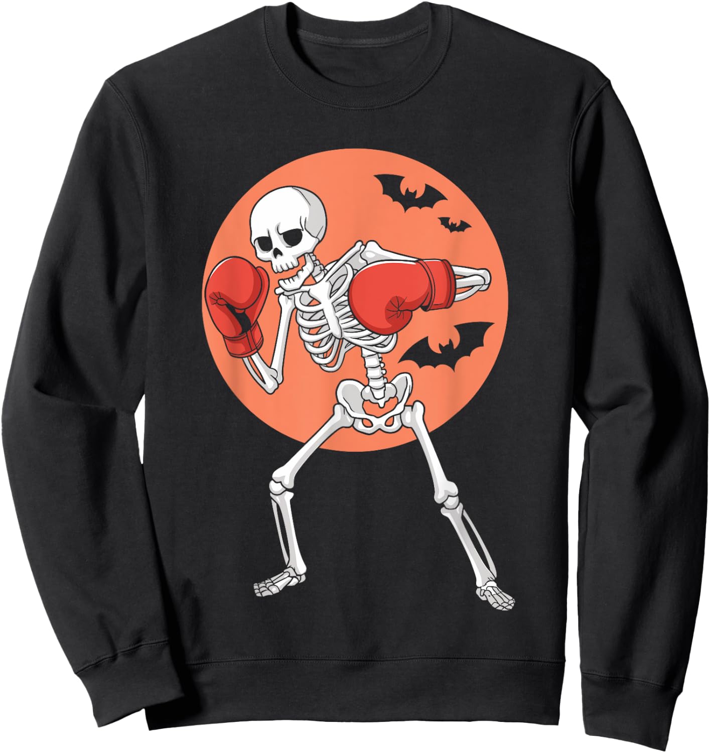 Funny Skeleton Boxing Lovers Spooky Halloween Boxer Moon Sweatshirt - Sweatshirt | Black