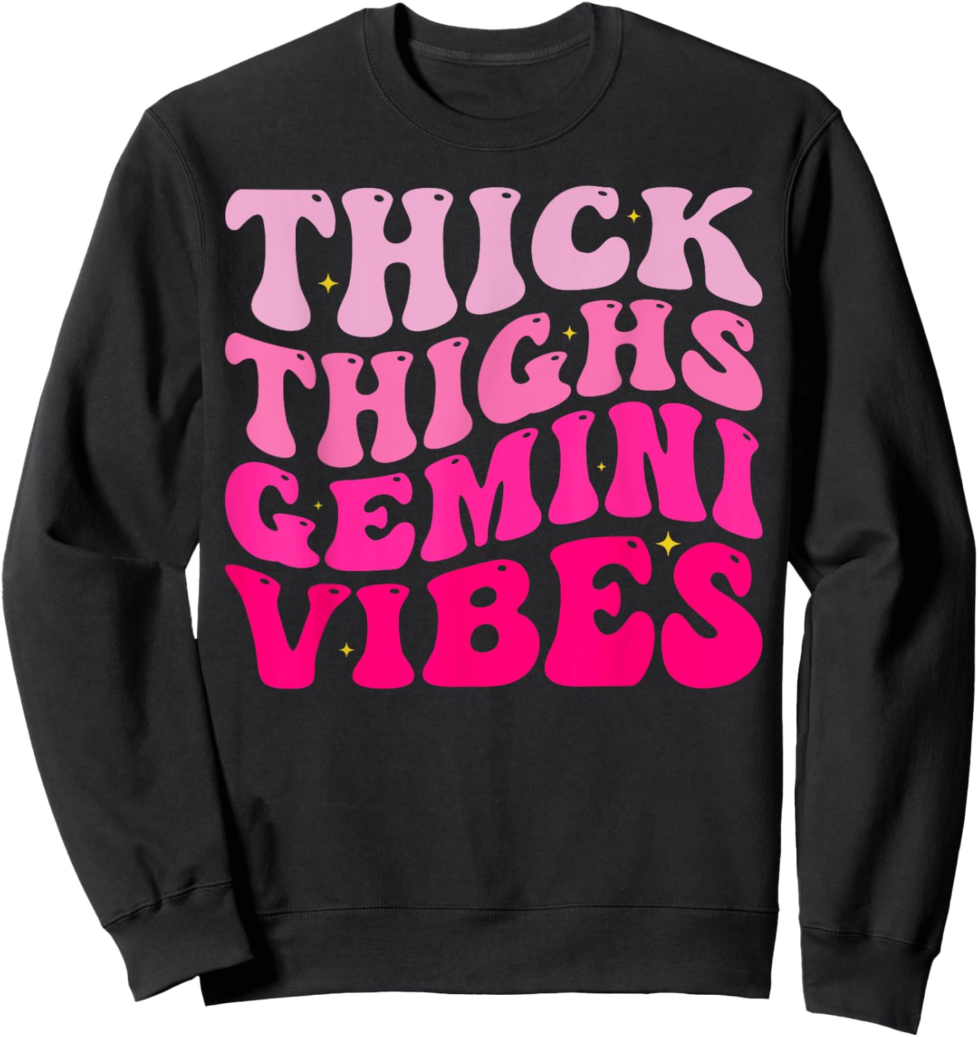 Funny Zodiac Sign Thick Thighs Gemini Vibes Gemini Groovy Sweatshirt - Sweatshirt | Black