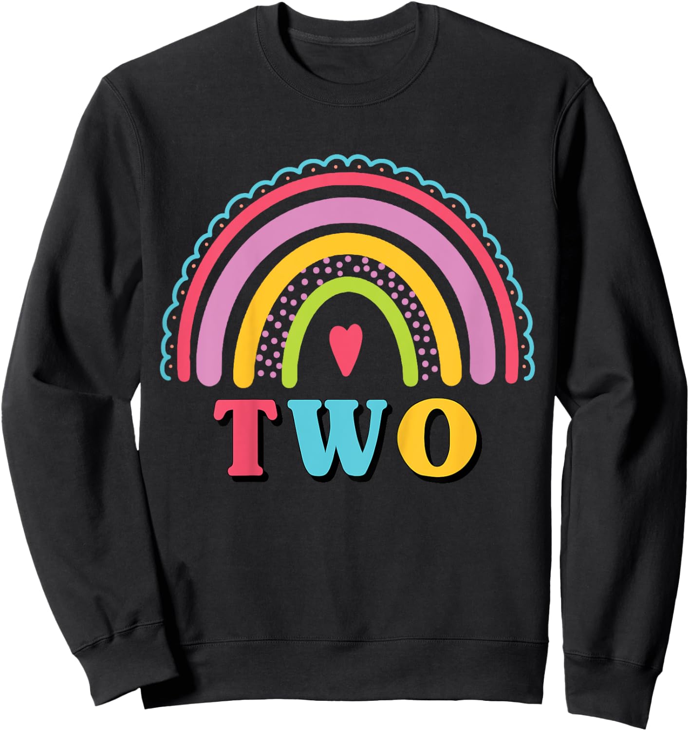 Kids Rainbow Birthday Girl Two Years Old 2nd Birthday Kids Girls Sweatshirt - Sweatshirt | Black