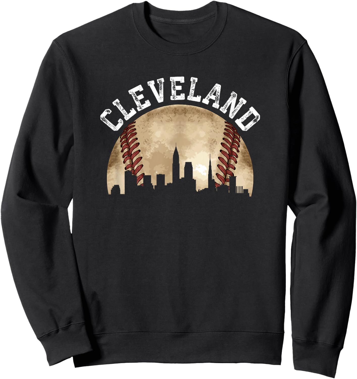 Cleveland Skyline City Vintage Baseball Lover Sweatshirt - Sweatshirt | Black