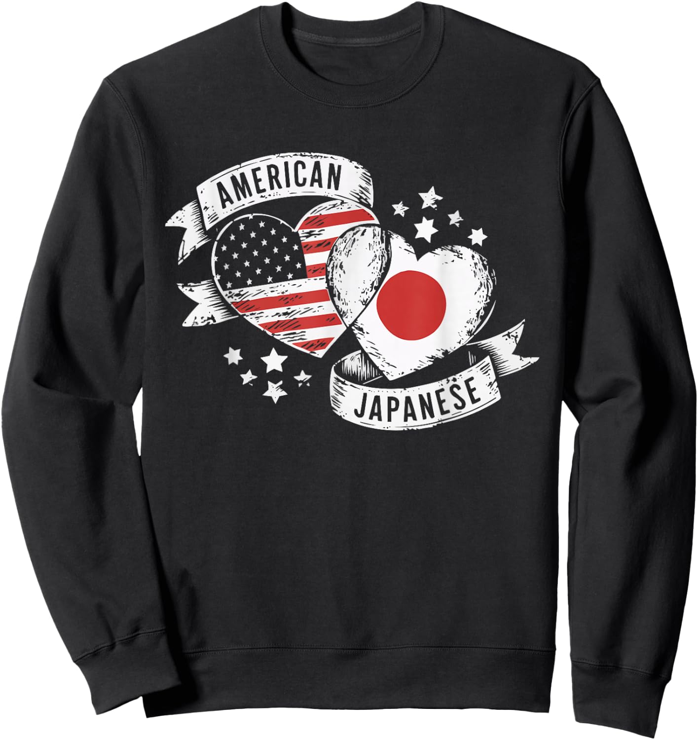 Half Japanese Half American USA Flag Japan America Sweatshirt - Sweatshirt | Black