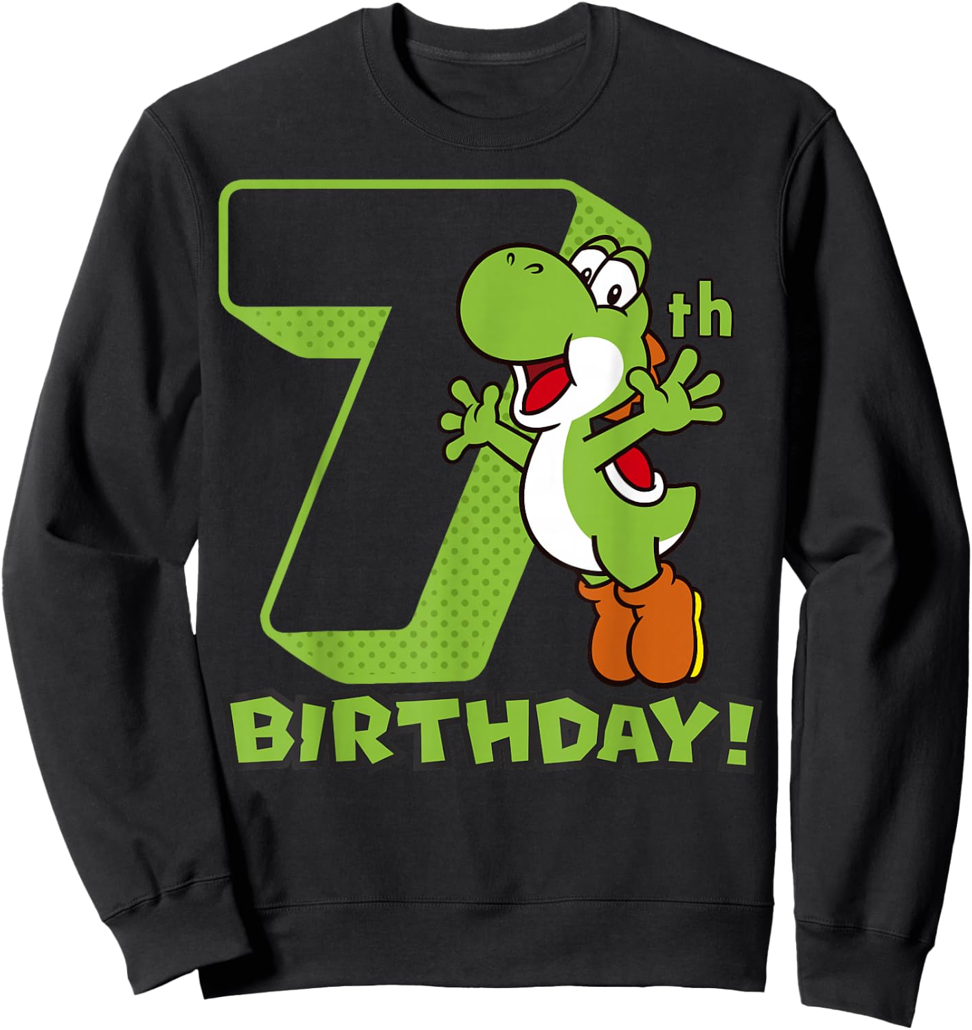 Super Mario Yoshi 7th Birthday Action Portrait Sweatshirt - Sweatshirt | Black