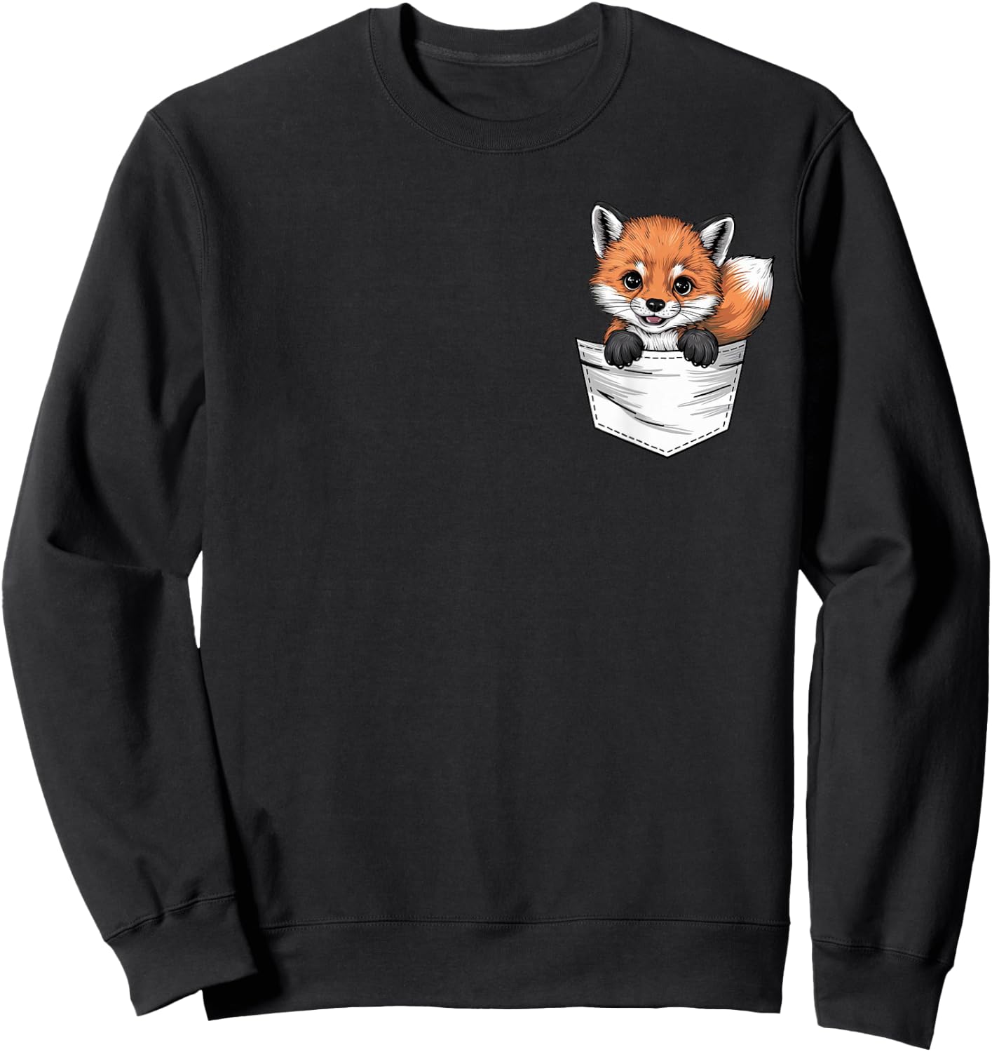 Baby Fox In The Pocket Cute Fox Sweatshirt - Sweatshirt | Black