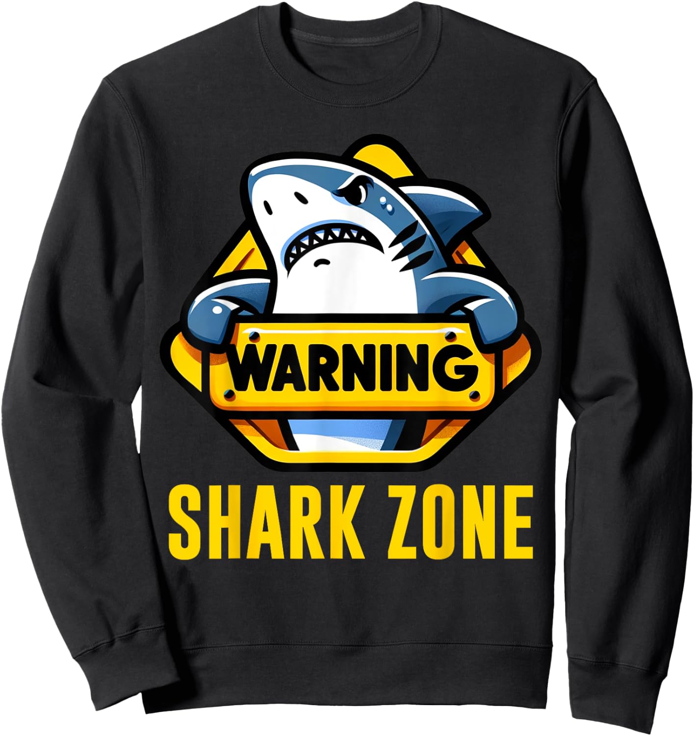 Cool Shark Warning Shark Zone Beach Funny Shark , Small, Black Sweatshirt - Sweatshirt | Black