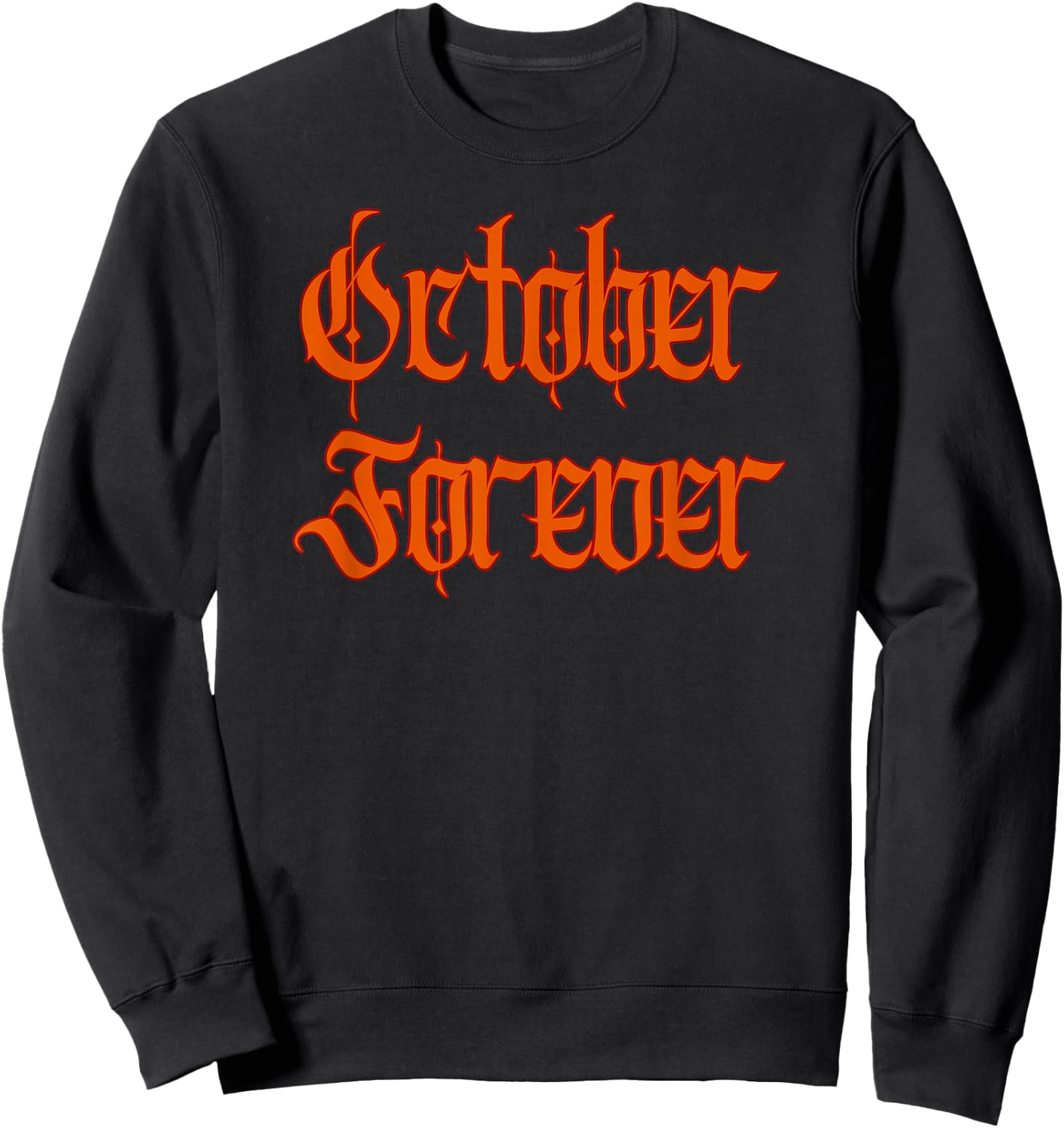 October Forever Jack-O-Lantern Head Flaming Forest Sweatshirt - Sweatshirt | Black