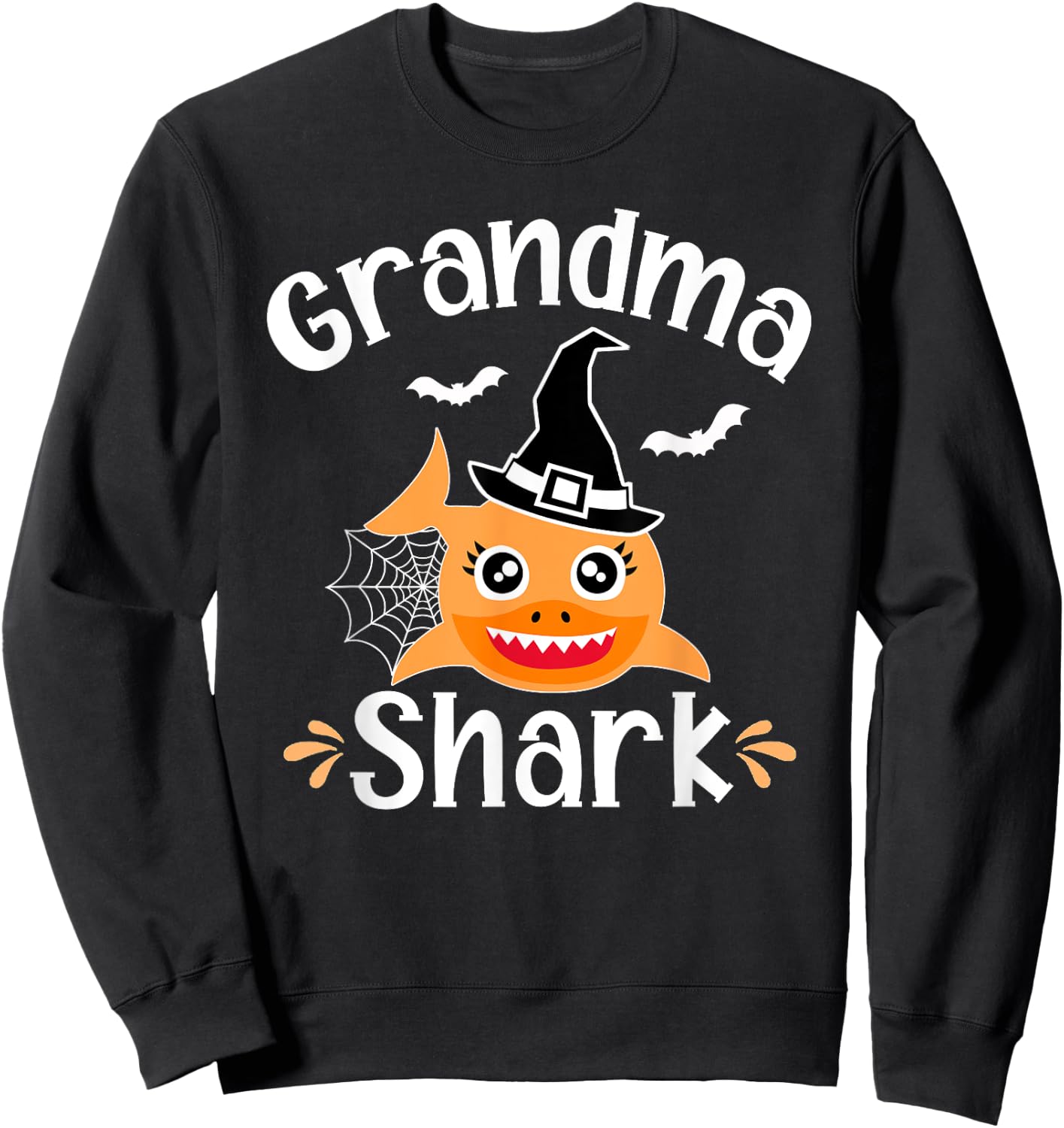 Grandma Shark Funny Halloween Grandmother Sweatshirt - Sweatshirt | Black