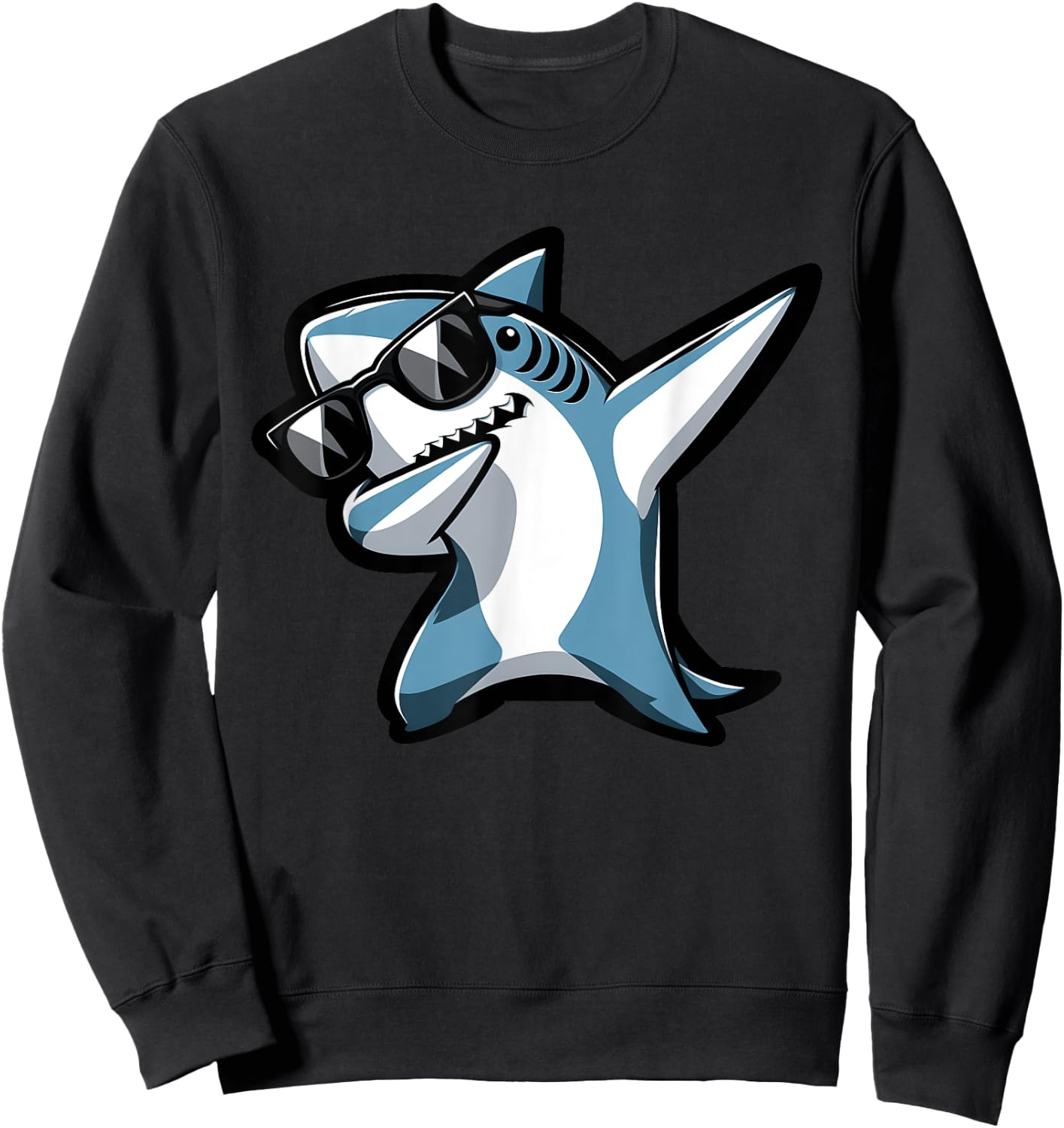Cool Dabbing Shark Sunglasses Sea Animal Birthday Parties Sweatshirt - Sweatshirt | Black