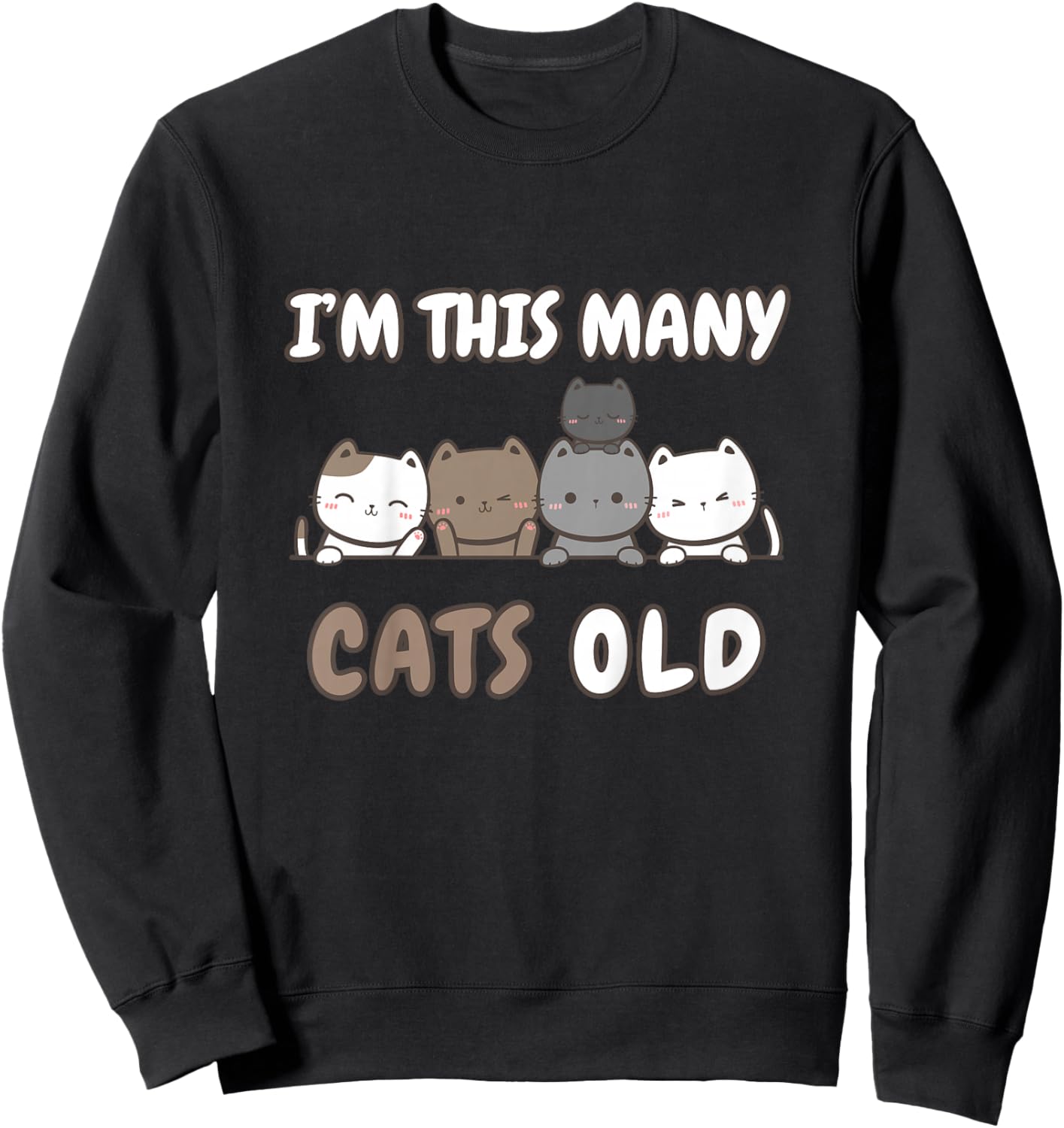 I'm This Many Cats Old - Funny 5th Birthday 5 Years Old Bday Sweatshirt - Sweatshirt | Black