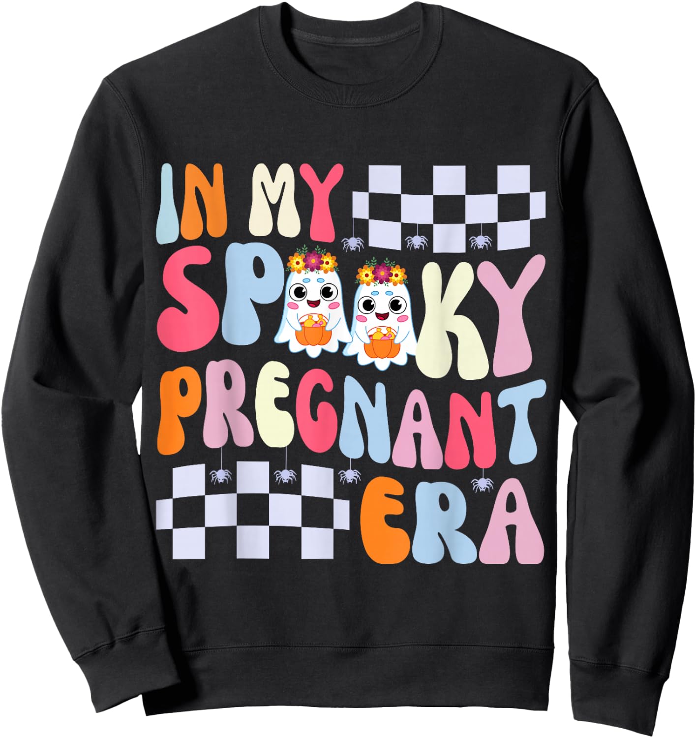 In My Spooky Pregnant Era Maternity Ghost Sweatshirt - Sweatshirt | Black