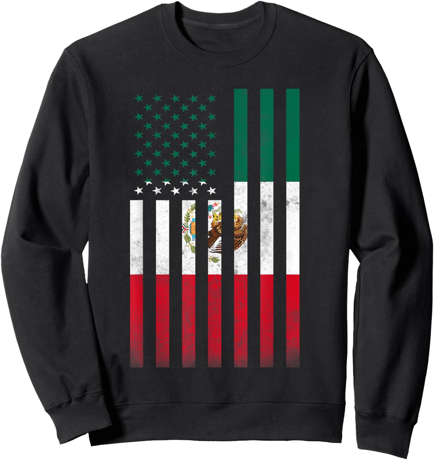 Half Mexican Flag | Vintage American Inside Me USA Gift Sweatshirt - Sweatshirt | Black