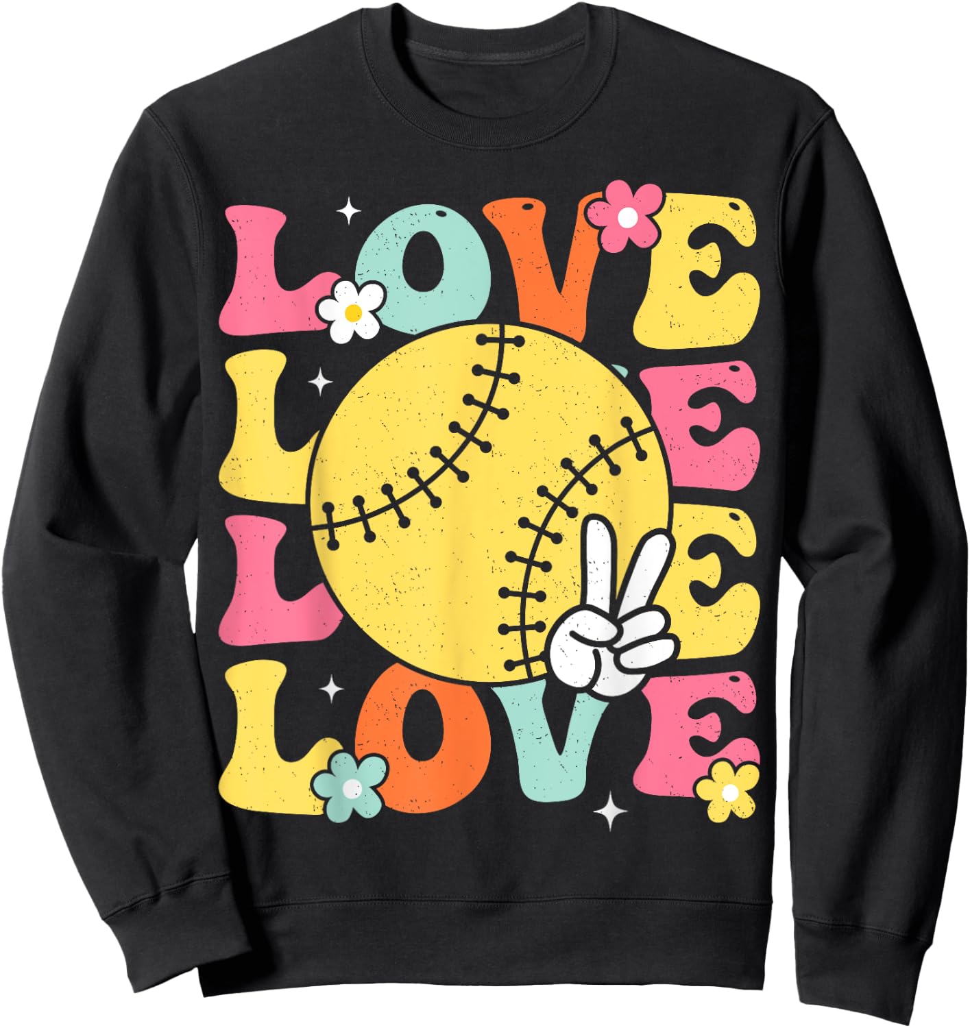 Softball Love Cute Softball Shirts Mom Teens Girls Sweatshirt - Sweatshirt | Black