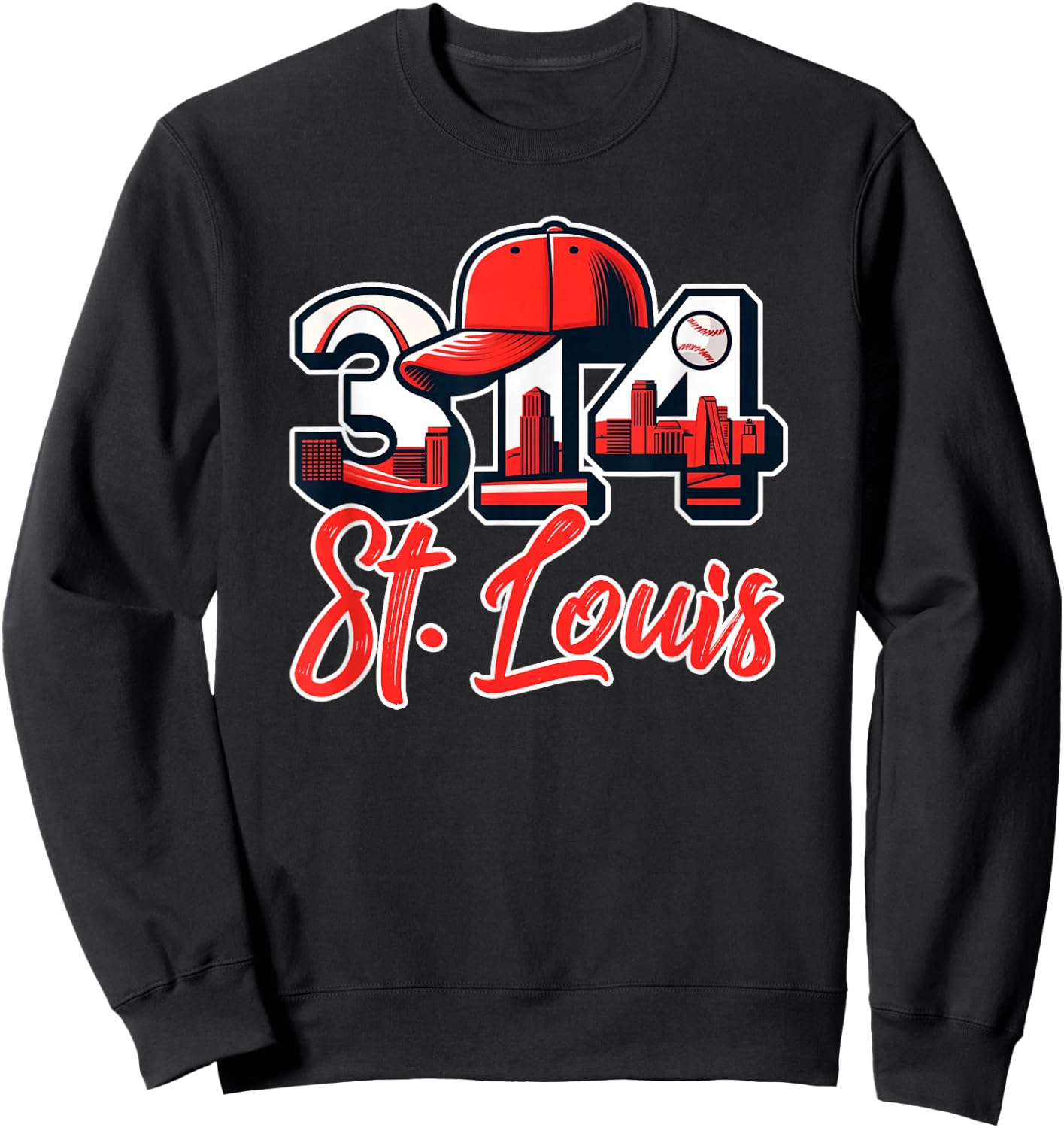 St. Louis 314 Skyline With STL Arch Hometown Sweatshirt - Sweatshirt | Black