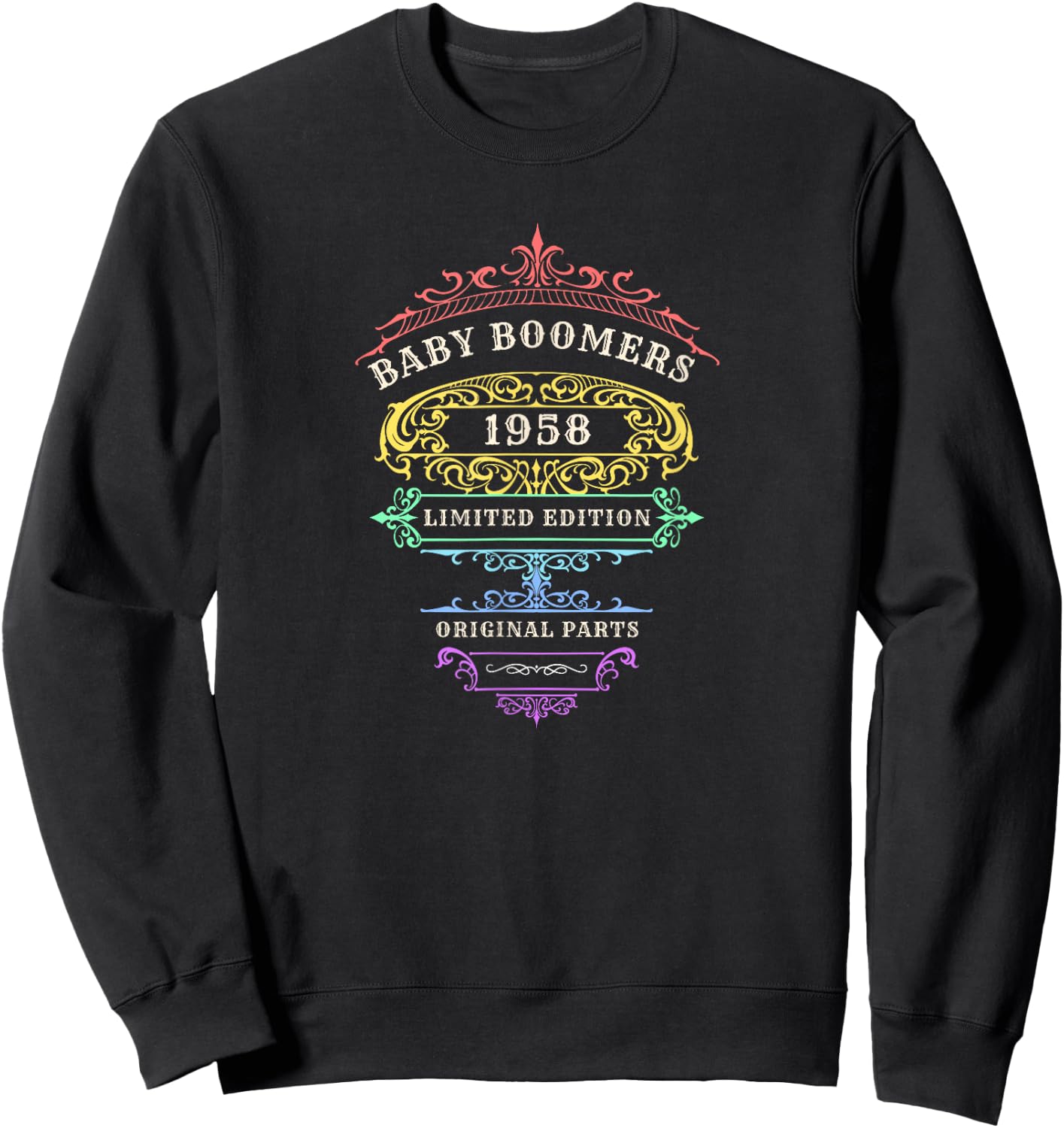 Baby Boomers 1958, Limited Edition, Rainbow, Original Parts Sweatshirt - Sweatshirt | Black