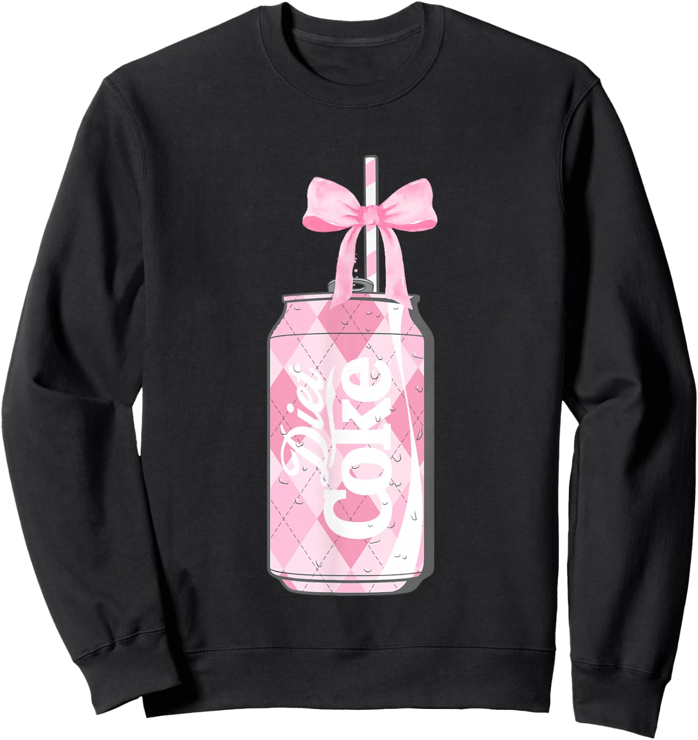 Coca-Cola Pink Diet Coke With Straw & Bow Vintage Sweatshirt - Sweatshirt | Black