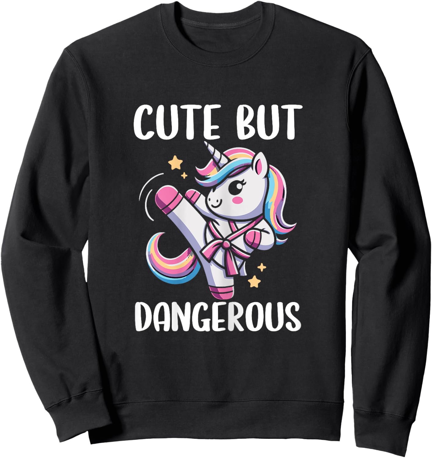 Cute But Dangerous Unicorn Karate Girl Taekwondo Sweatshirt - Sweatshirt | Black