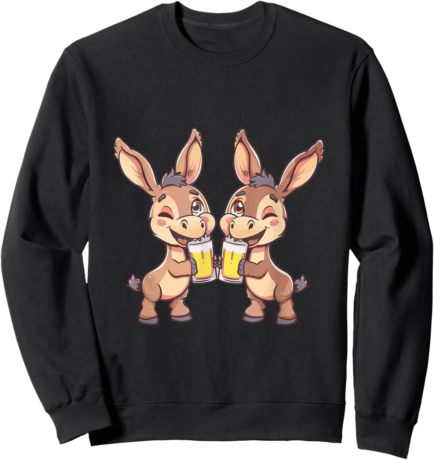 Funny Donkeys With Beer | Birthday Party Sweatshirt - Sweatshirt | Black