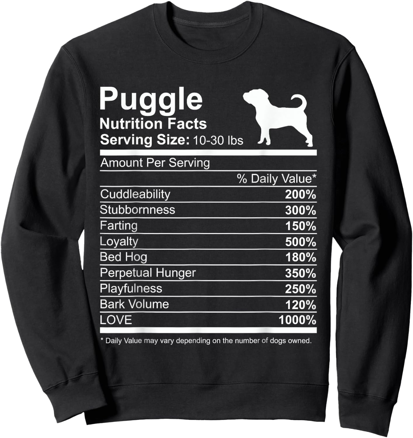 Funny Sayings for Puggle Lovers Dog Dad Black Cotton Polyester Classic Fit Short Sleeve Puggle Small -Adults Sweatshirt - Sweatshirt | Black