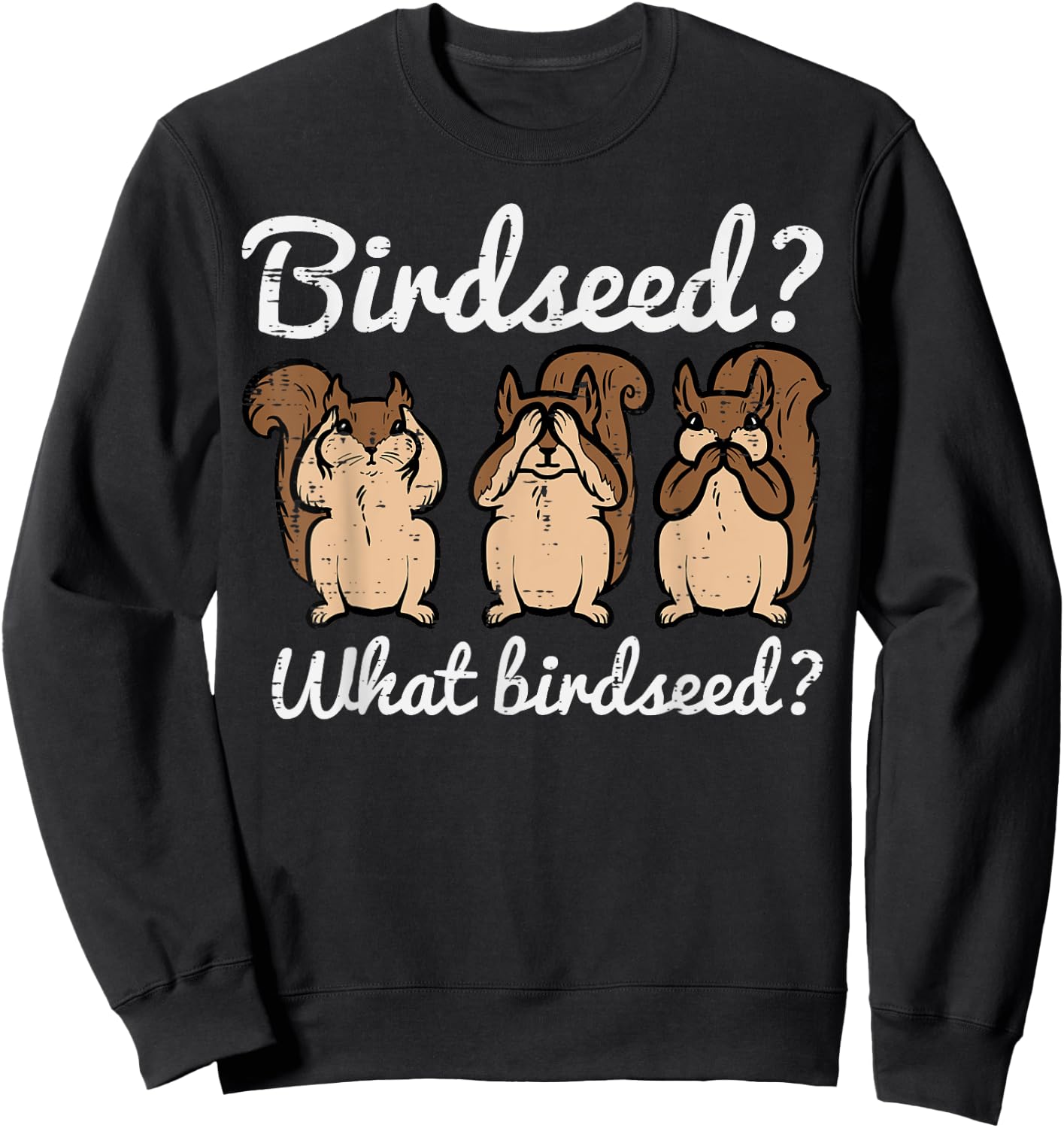 Squirrel What Birdseed Funny Chipmunk Rodent Women Kids Men Sweatshirt - Sweatshirt | Black