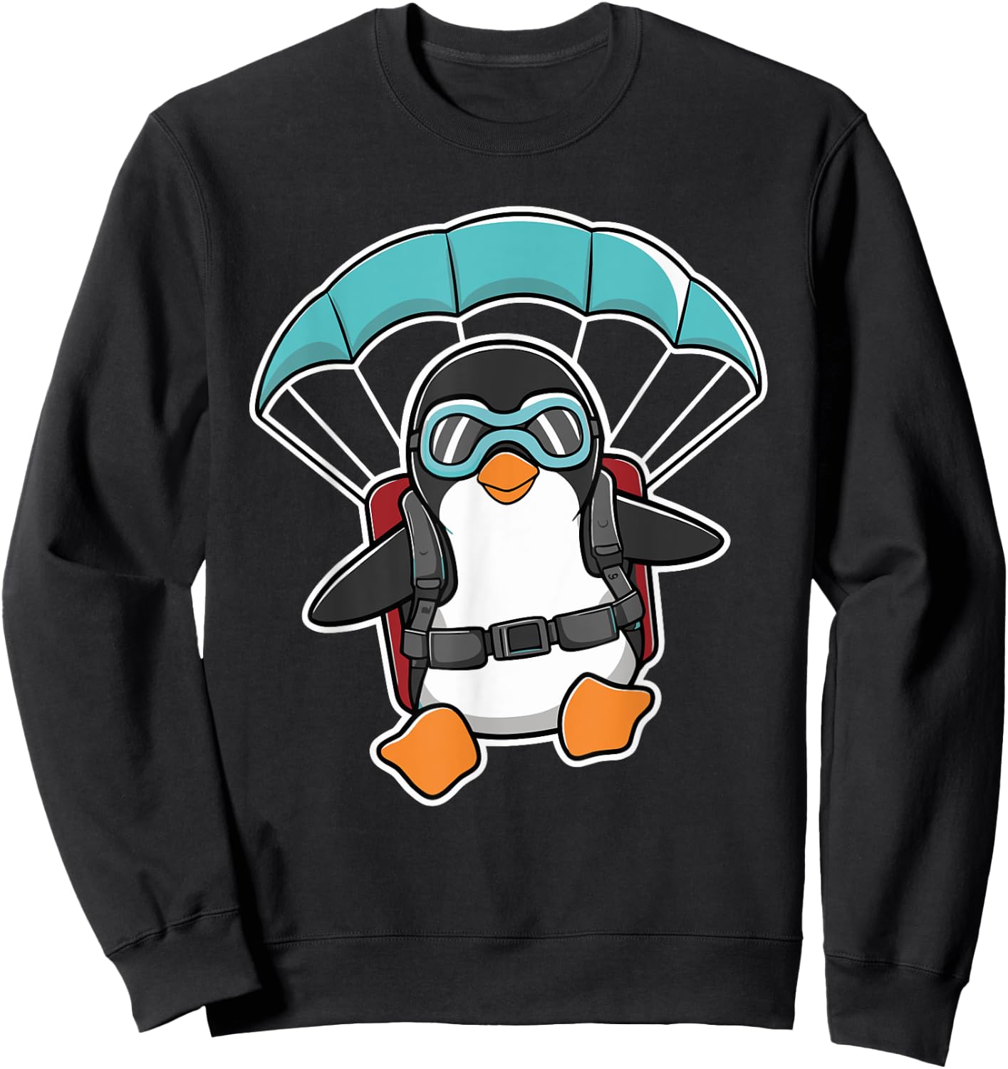 Paragliding Penguin Skydiving Parachute Skydiver Sweatshirt - Sweatshirt | Black