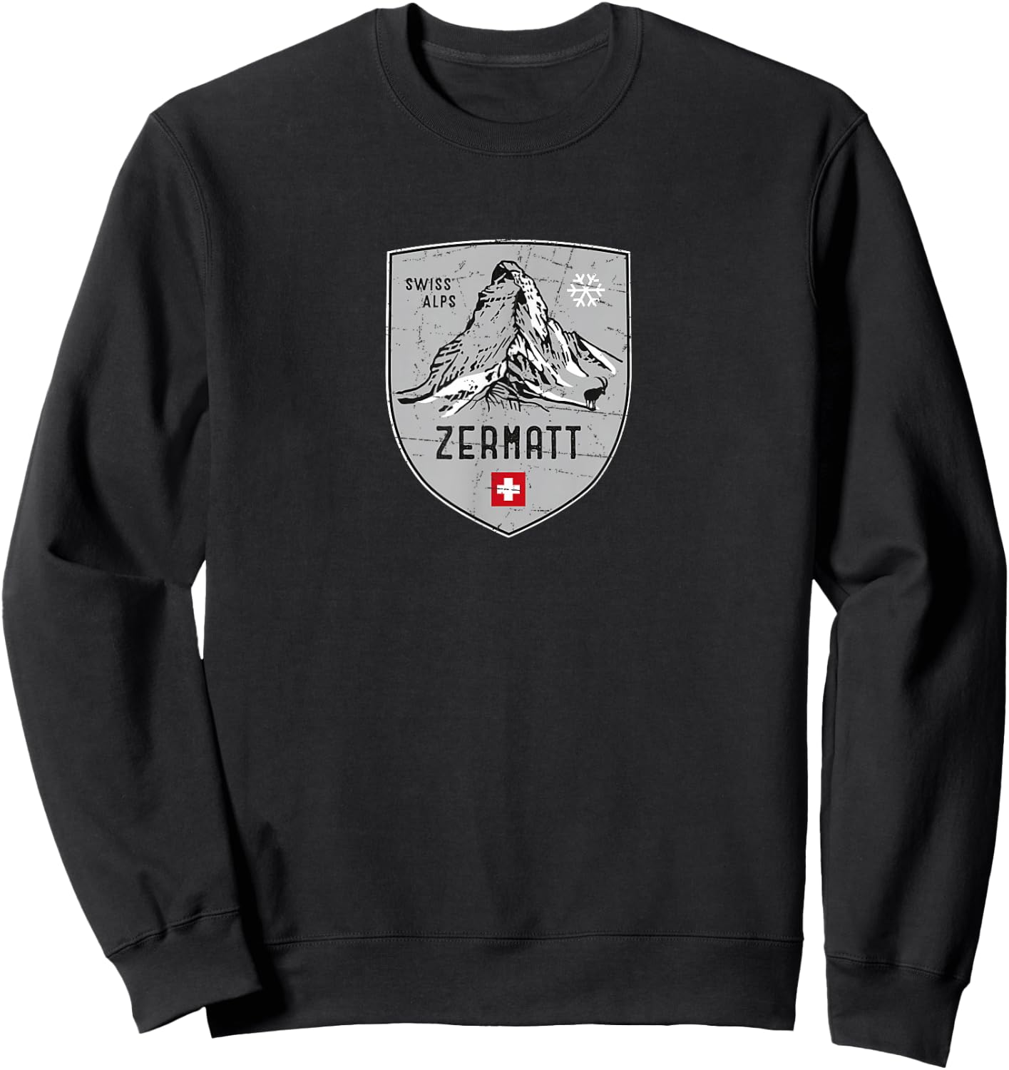 Zermatt Matterhorn Mountain Switzerland Emblem Sweatshirt - Sweatshirt | Black