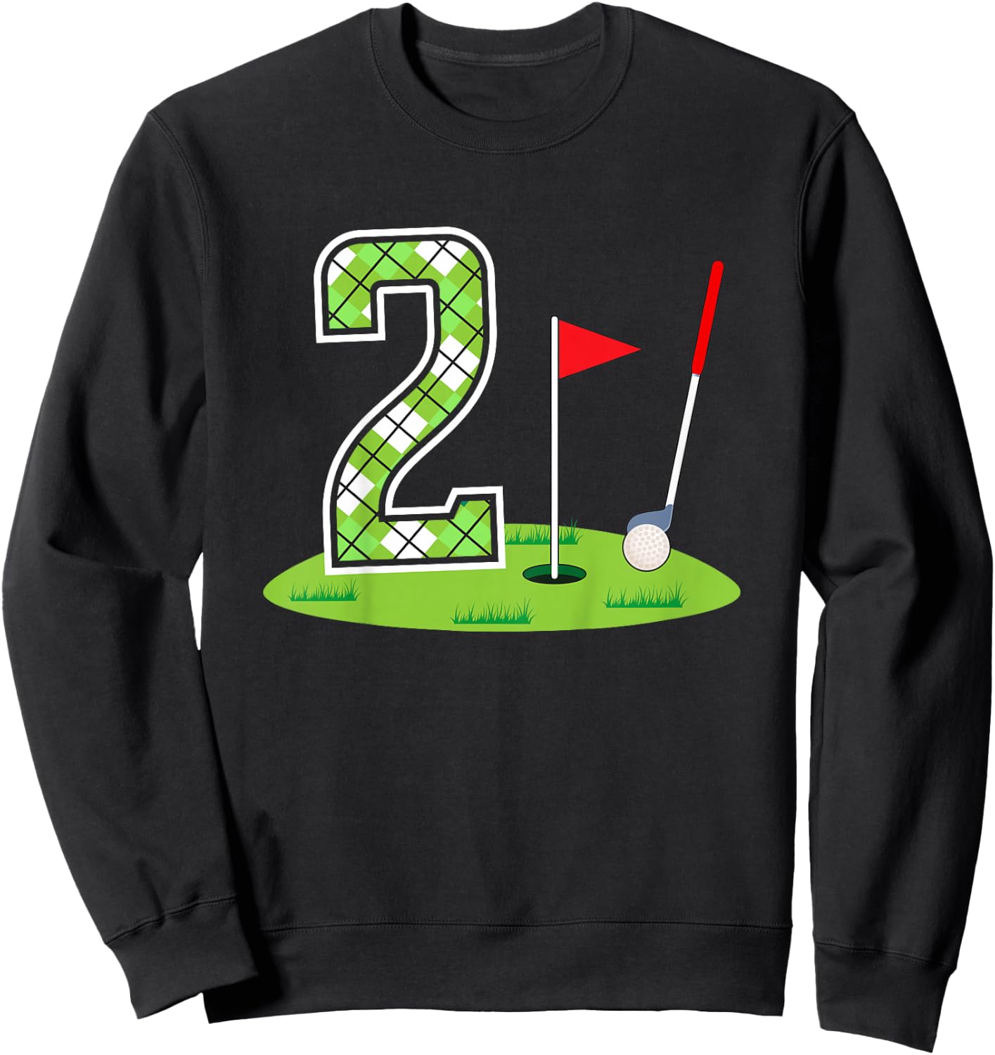 Kids 2nd Birthday Party Golf Boy Two Year Old Golf Player Sweatshirt - Sweatshirt | Black