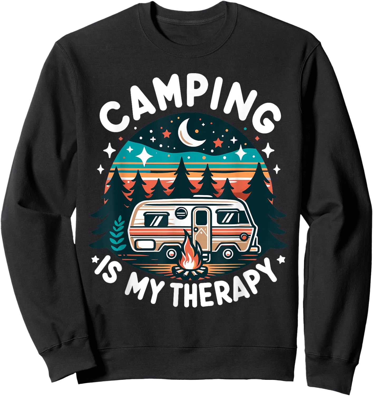 Camping Is My Therapy Summer Vacation Family Matching Funny Women Girls Kids Sweatshirt - Sweatshirt | Black