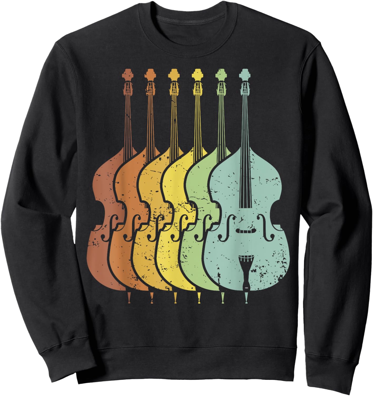 Distressed Retro Upright Bass Musician Music Gift Sweatshirt - Sweatshirt | Black