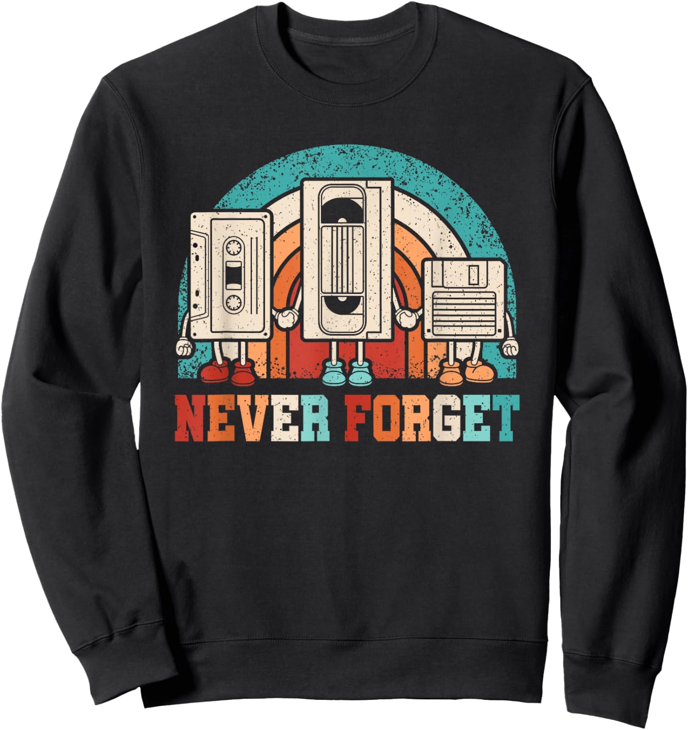 Never Forget Cassette 80s 90s Retro Outfit Men Women Kids Sweatshirt - Sweatshirt | Black