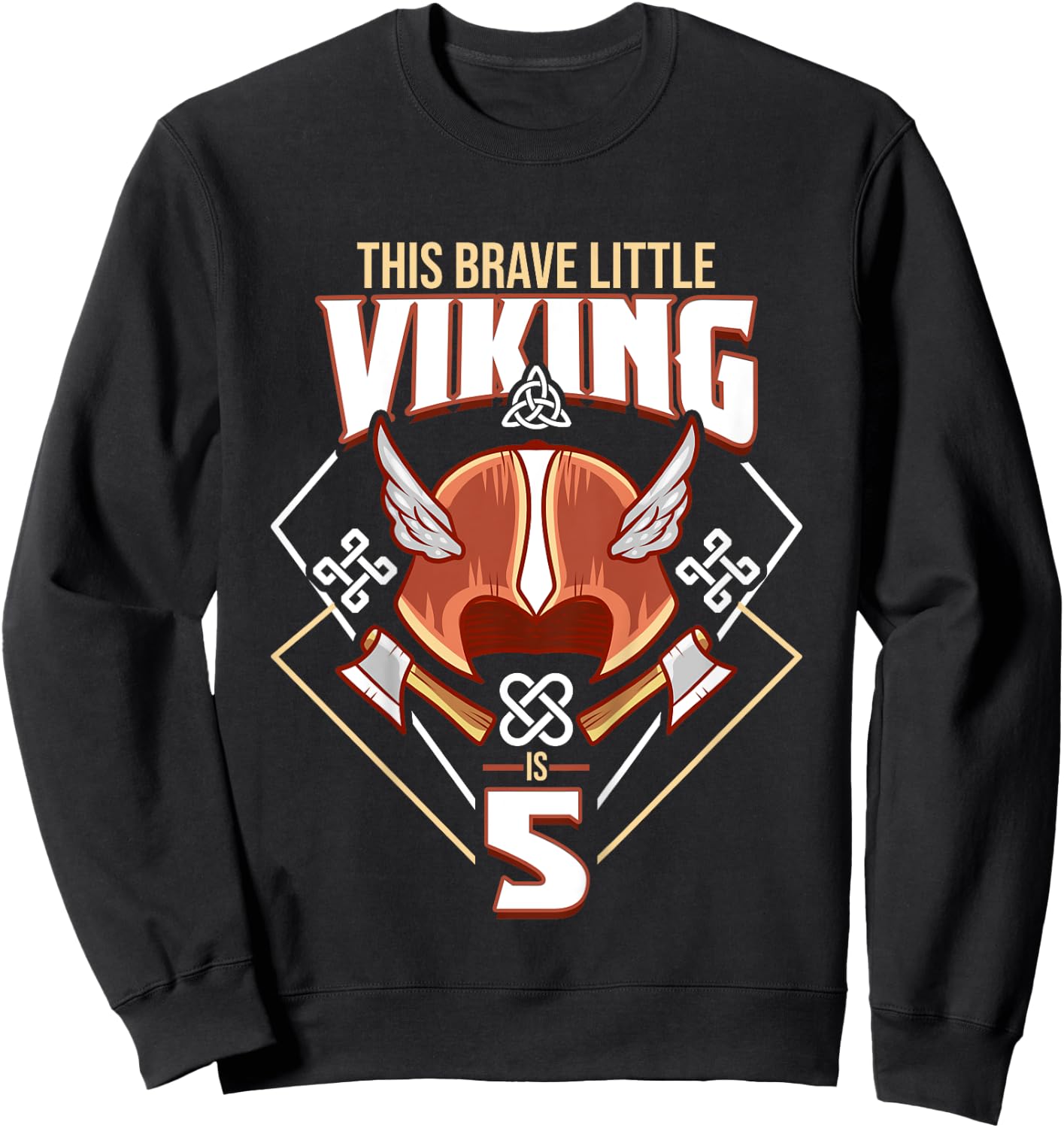 Kids This Brave Little Viking Is 5 - Cool Viking 5th Birthday Sweatshirt - Sweatshirt | Black