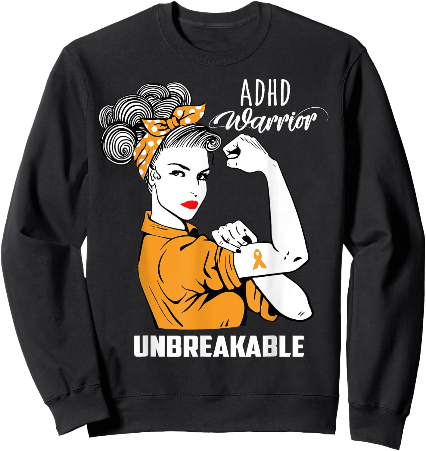 ADHD Warrior Unbreakable Shirt ADHD Awareness Gift Sweatshirt - Sweatshirt | Black