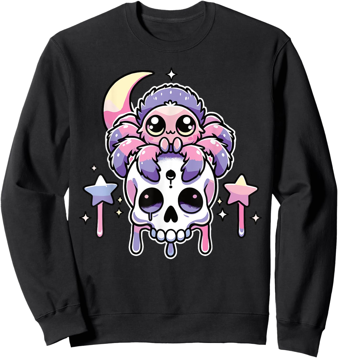 Kawaii Gothic Tarantula Pastel Colors Gothic Goth Tarantula Sweatshirt - Sweatshirt | Black