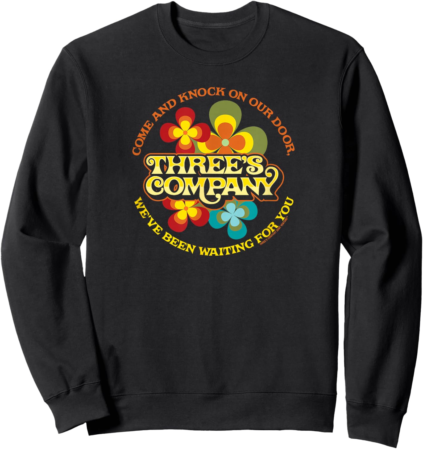 Three's Company TV Show Vintage Floral Graphic Sweatshirt - Sweatshirt | Black