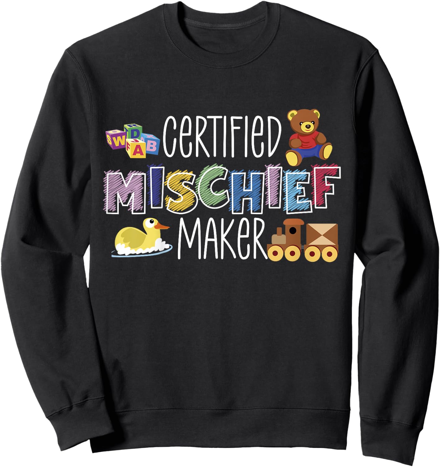 Creatified Mischief Maker Children Kids Design Sweatshirt - Sweatshirt | Black