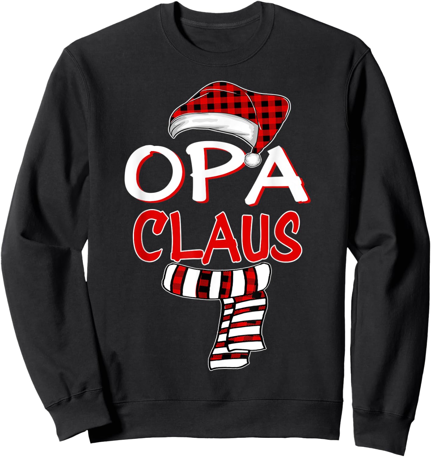 GrandPa Christmas Santa Claus Red plaid Shirt, Opa Claus Sweatshirt - Sweatshirt | Black