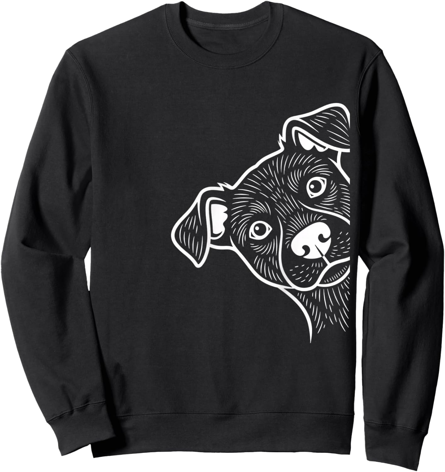 Dog Peeking Design for Dog Lovers, Playful Puppy Portrait Sweatshirt - Sweatshirt | Black