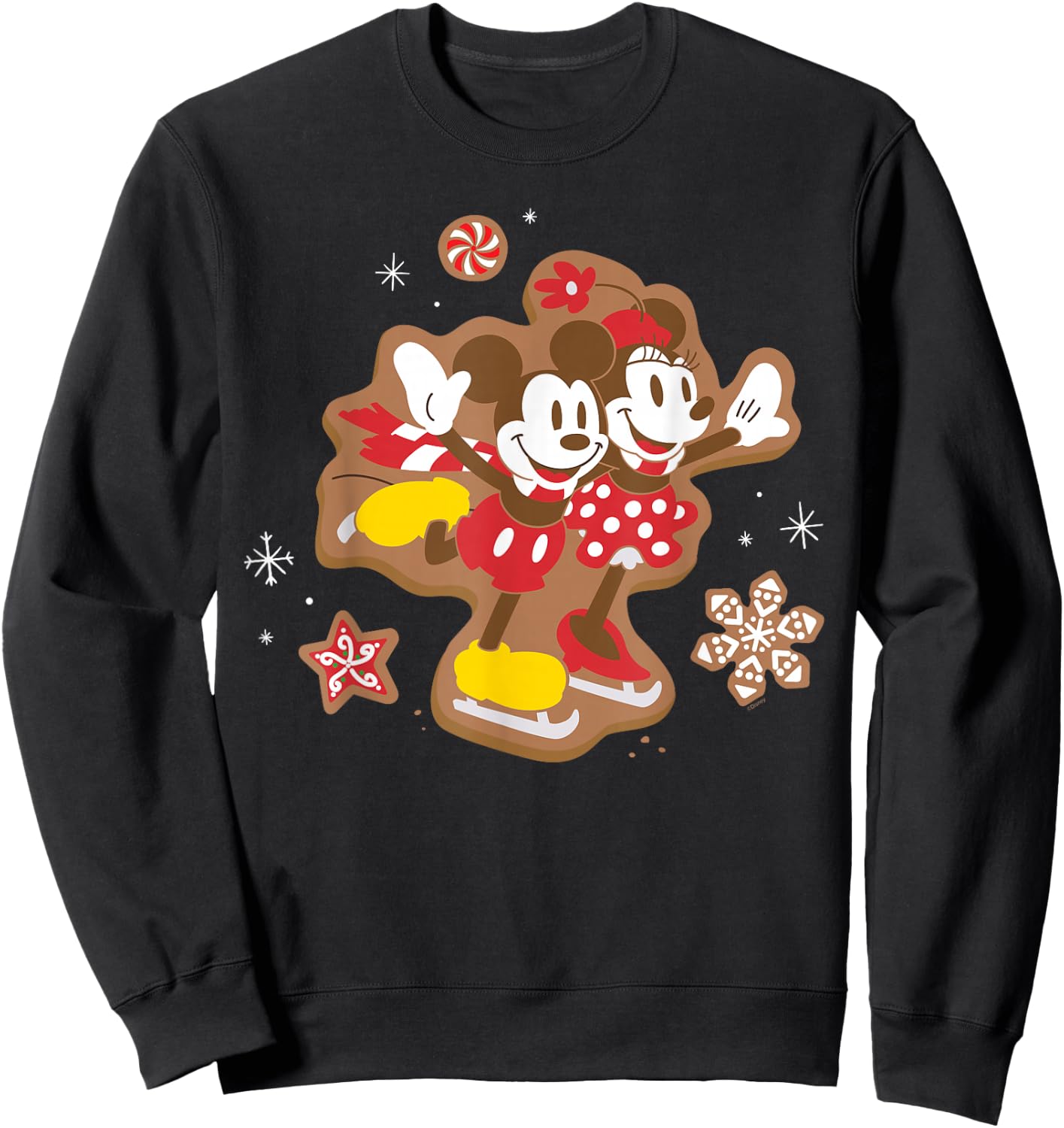 Disney Mickey & Minnie Ice Skating Gingerbread Holiday Sweatshirt - Sweatshirt | Black