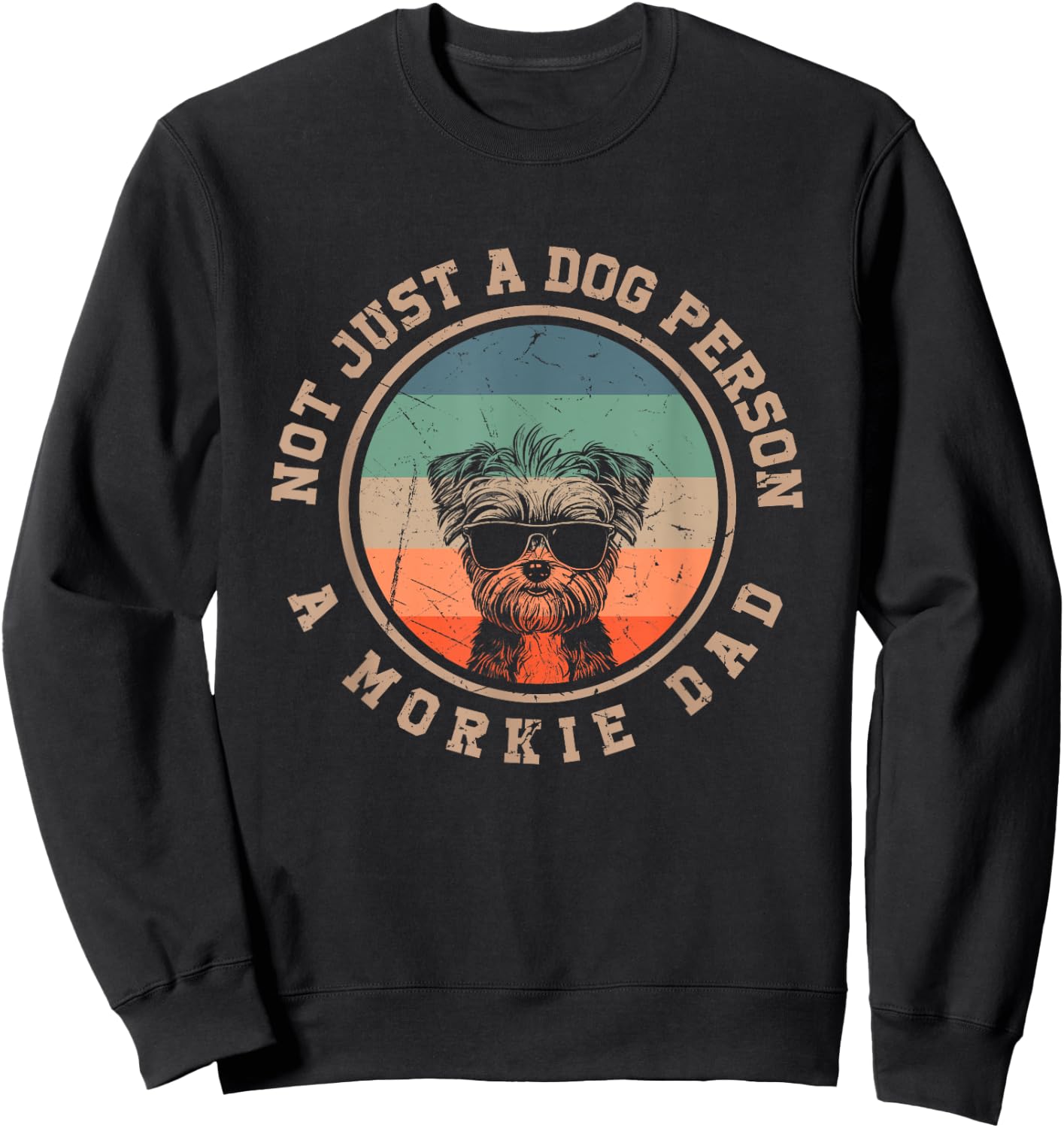 Vintage Morkie Dad Gifts Funny Bernard Dog Dad Fathers Day Men Women Kids Sweatshirt - Sweatshirt | Black