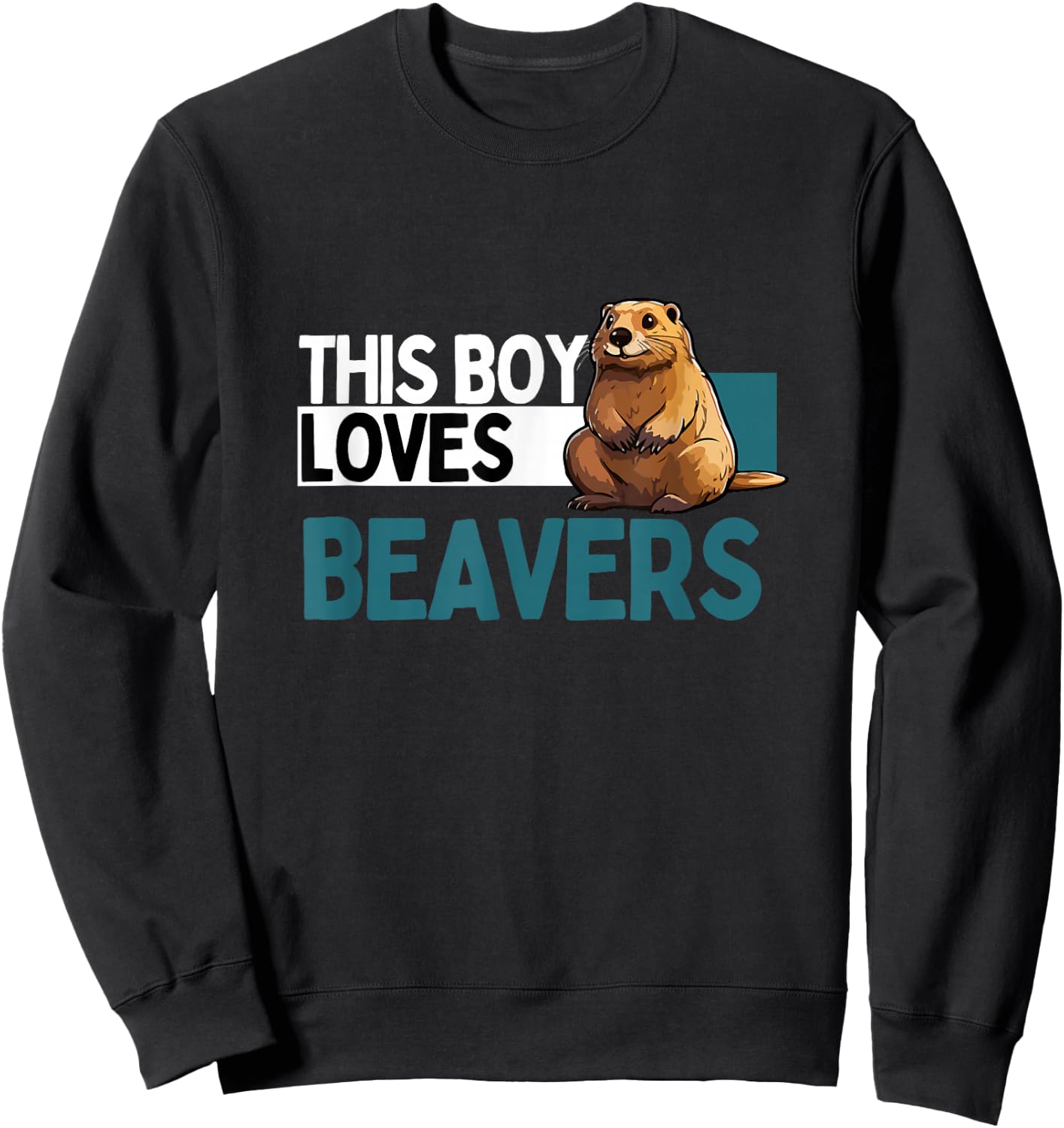 Funny Beaver Shirt Boys Animal Beaver Lover Sweatshirt - Sweatshirt | Black