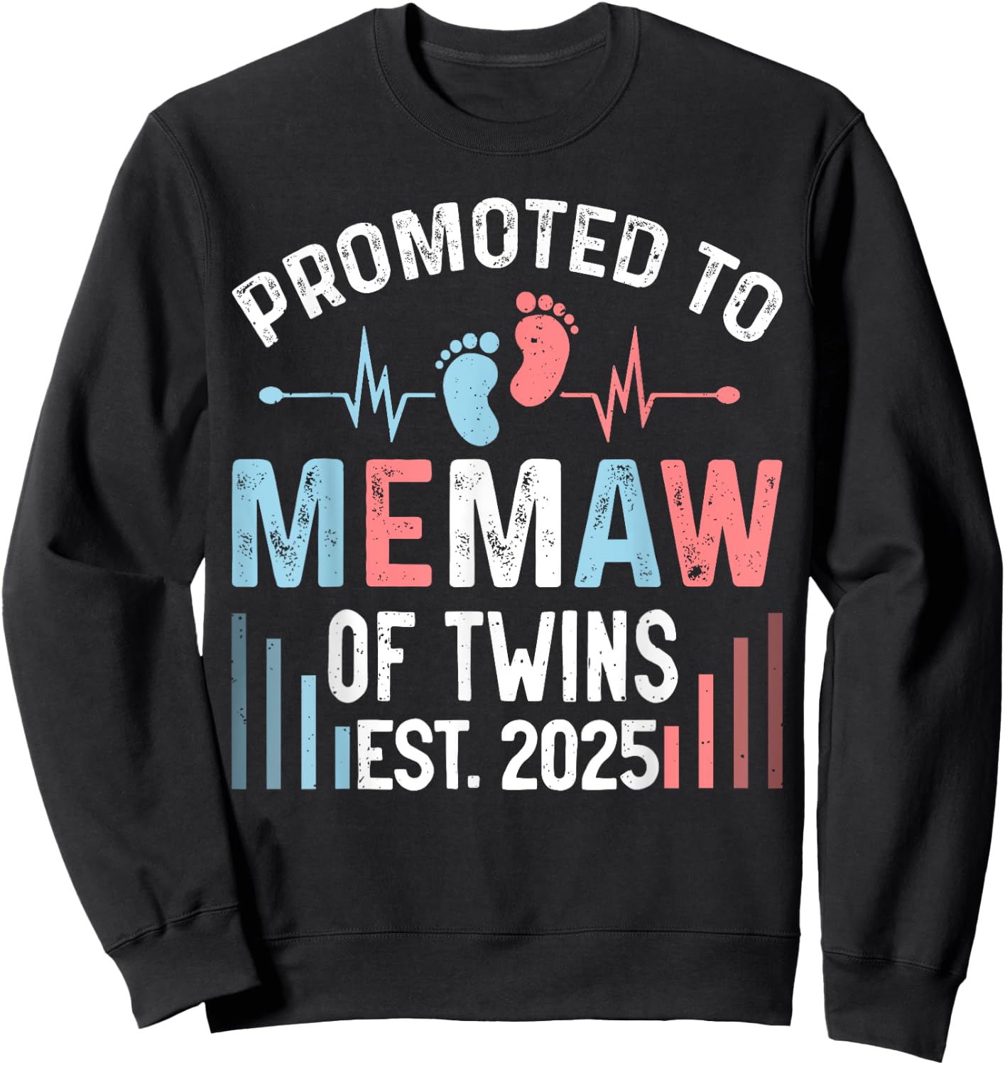 Promoted To Memaw Of Twins Est 2025 Twin Baby Shower Sweatshirt - Sweatshirt | Black