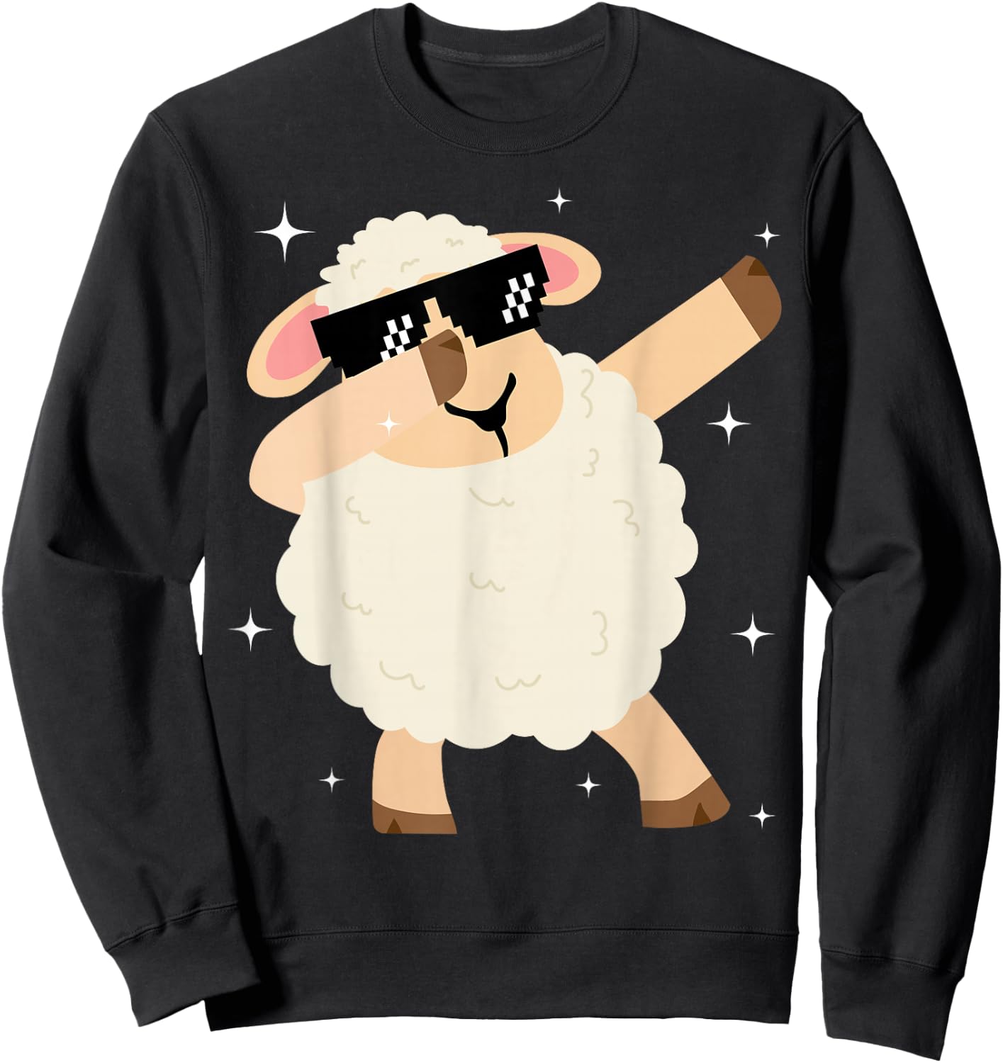 Men Women Kids Funny Sheep Dabbing Animals Wildlife Parties Sweatshirt - Sweatshirt | Black