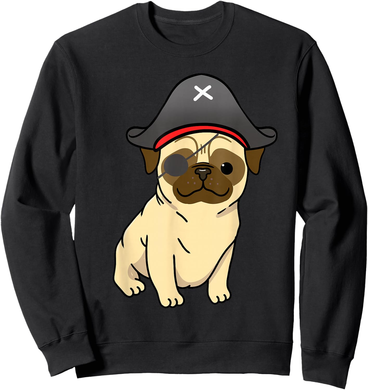 Pug Pirate Pug Halloween Sweatshirt - Sweatshirt | Black