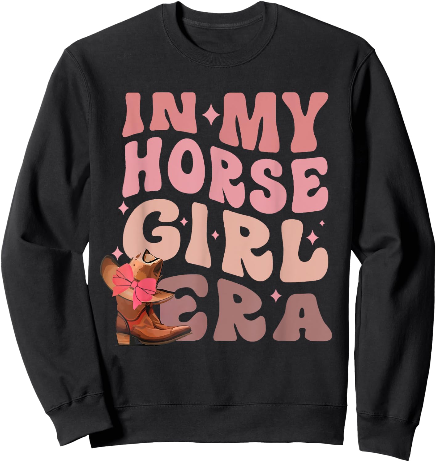 In My Horse Girl Era Cowgirl Western Rodeo Groovy Sweatshirt - Sweatshirt | Black