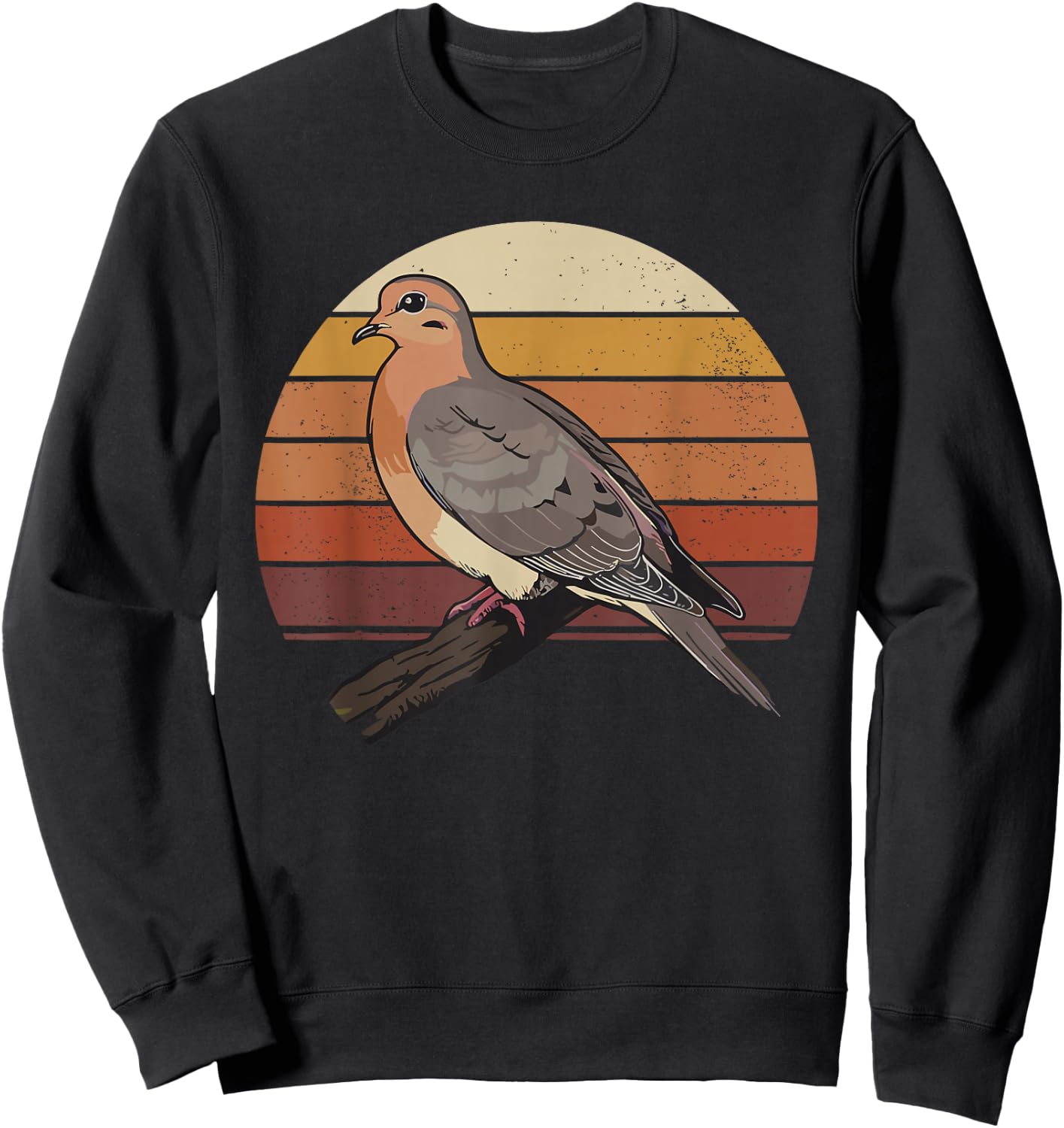 Mourning Dove Bird Lover Vintage Retro Sunset Bird Watching Sweatshirt - Sweatshirt | Black