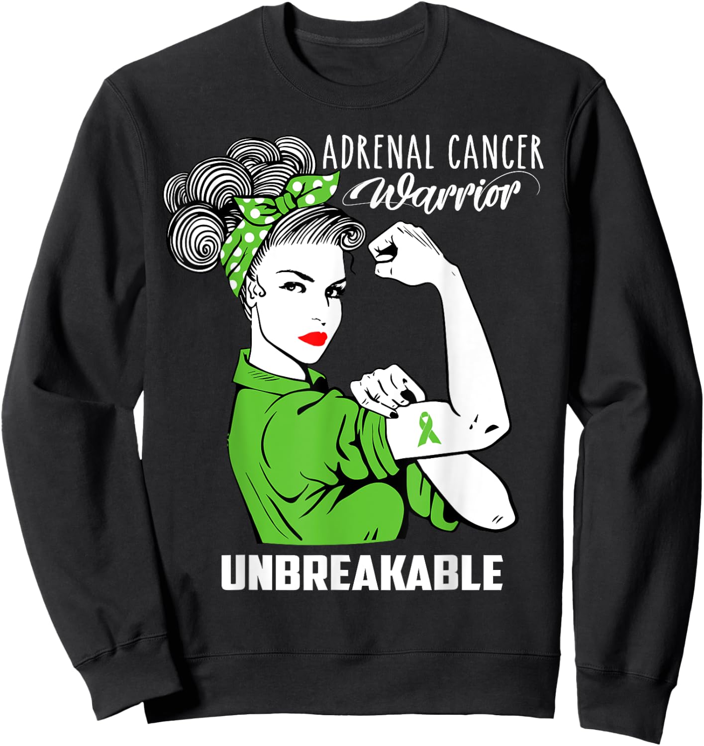Adrenal Cancer Warrior Unbreakable Shirt Awareness Gift Sweatshirt - Sweatshirt | Black