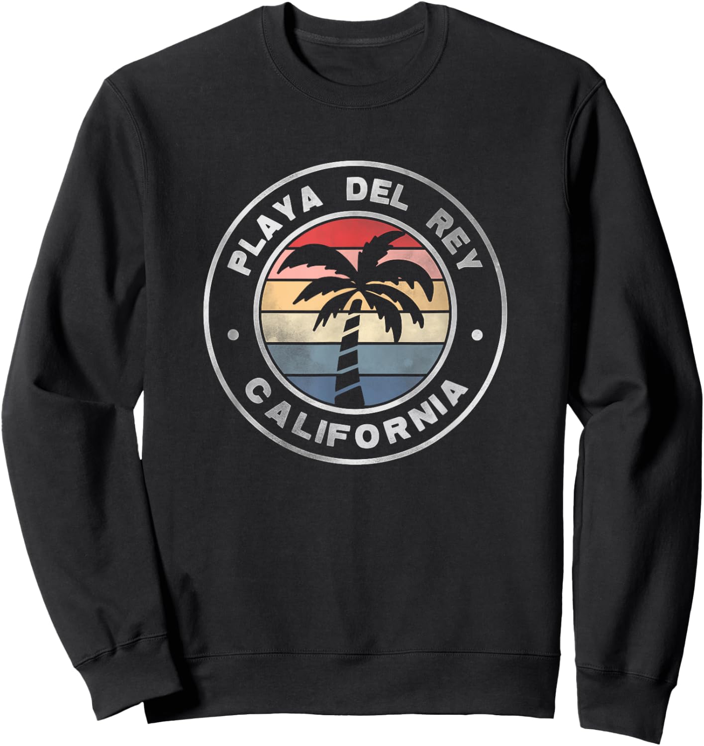 Playa Del Rey California Sunset Palm Trees Beach Retro Sweatshirt - Sweatshirt | Black