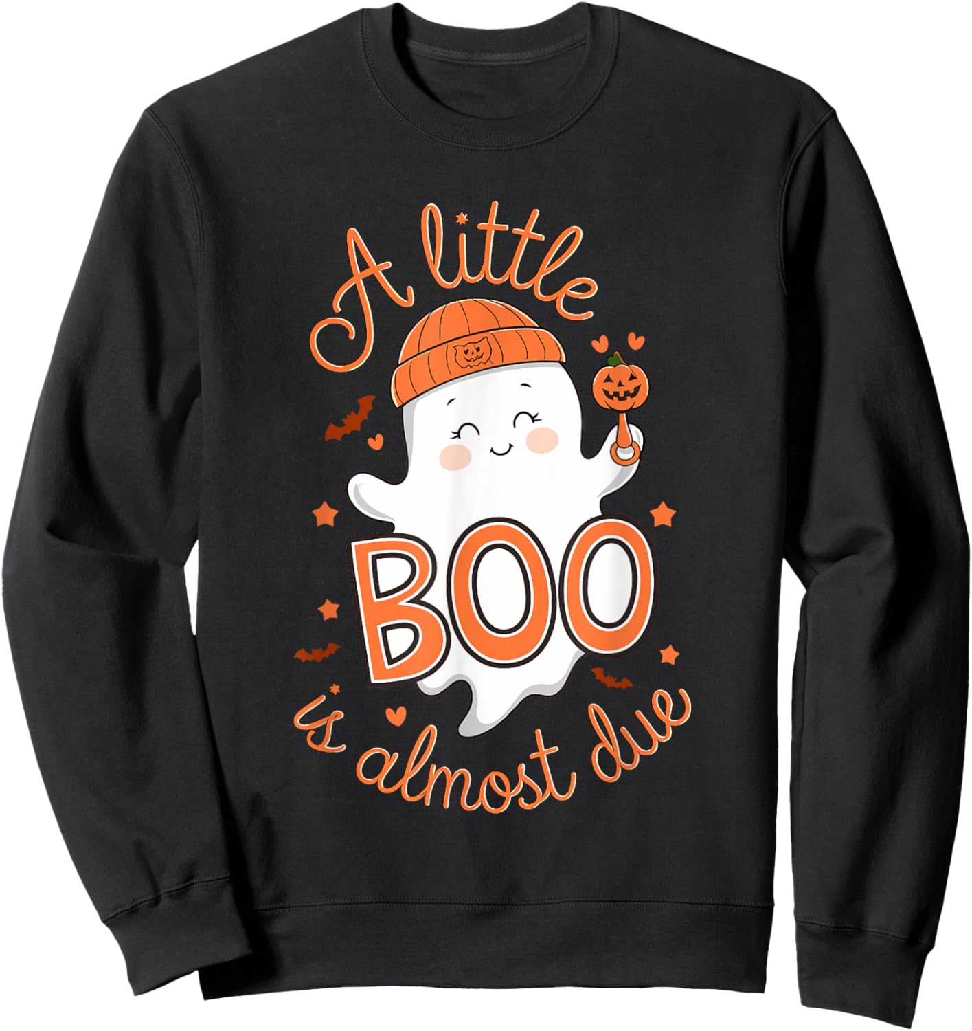 Little Boo Is Almost Due Cute Halloween Pregnancy Reveal Sweatshirt - Sweatshirt | Black
