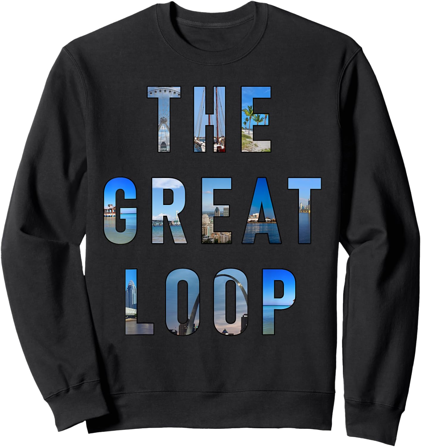 The Great Loop Looper Boating Travel Lifestyle Sweatshirt - Sweatshirt | Black